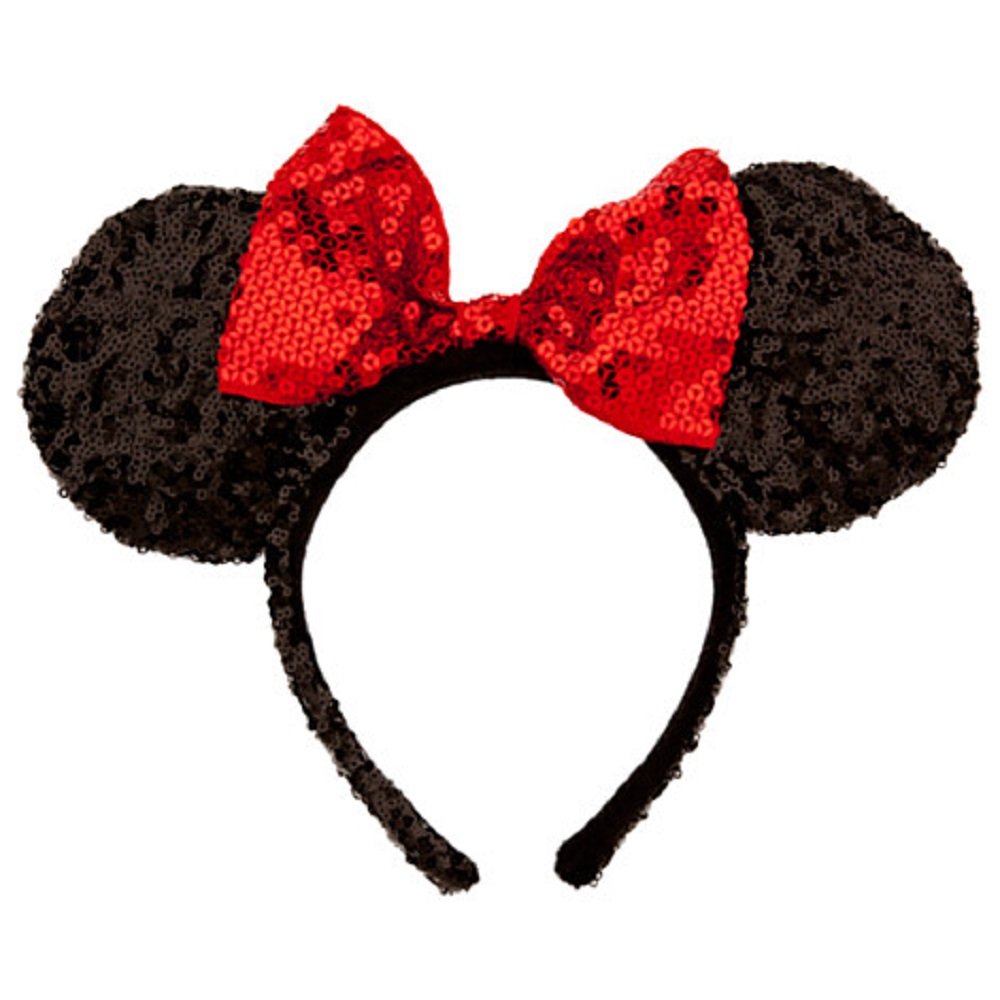 Disney Minnie Mouse Sequin Headband - Red & Black Mouse Ears Hair Accessory for Women & Girls | Perfect for Disney Theme Parks, Cosplay, Halloween & Birthday Parties