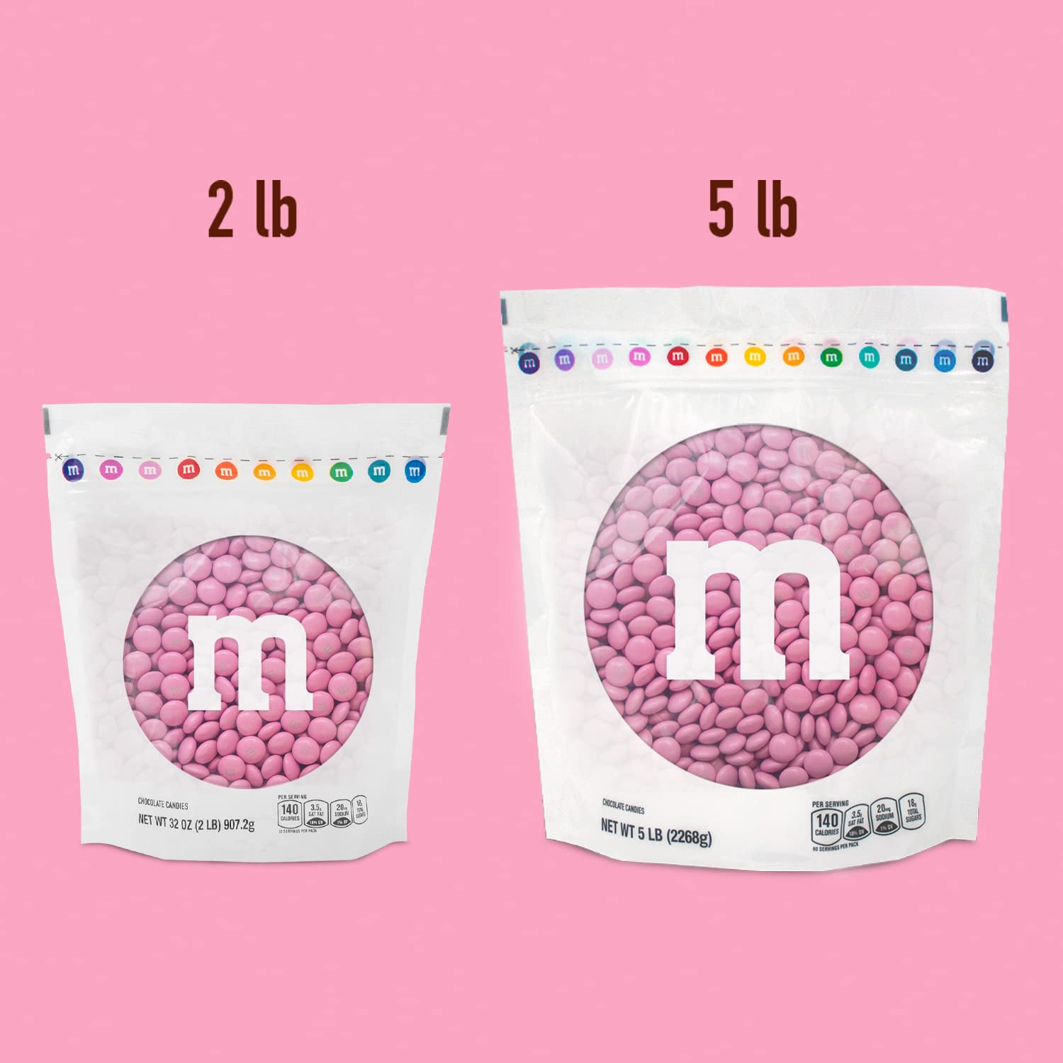 M&M’S Pink Milk Chocolate Candy, 5lbs Bulk Resealable Bag - Perfect for Candy Buffets, Birthday Parties, Baby Showers, Gender Reveals, Dessert Tables & DIY Party Favors - Great for It's a Girl Celebrations, Office Treats and Holiday Gift Baskets
