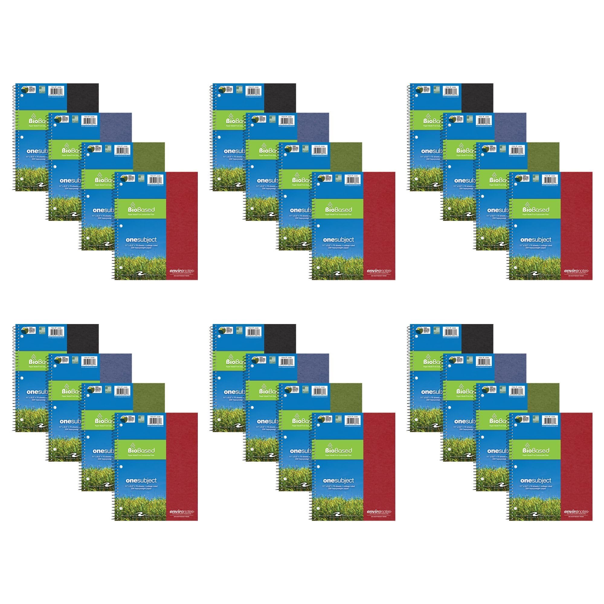 Roaring Spring Environotes Recycled One Subject Spiral Notebook - 24 Pack, Heavyweight College Ruled BioBase Paper, 11