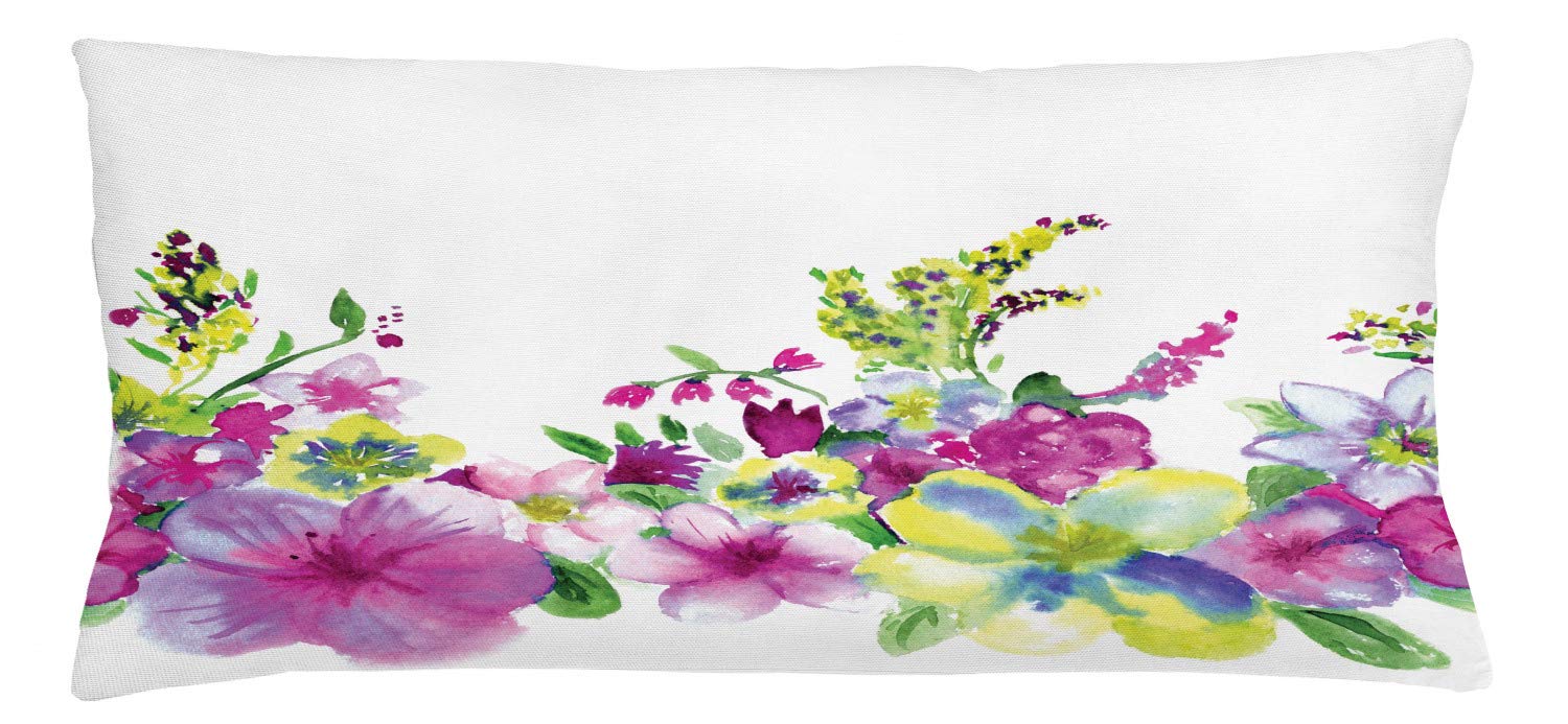 Ambesonne Watercolor Flower Throw Pillow Cover - 18