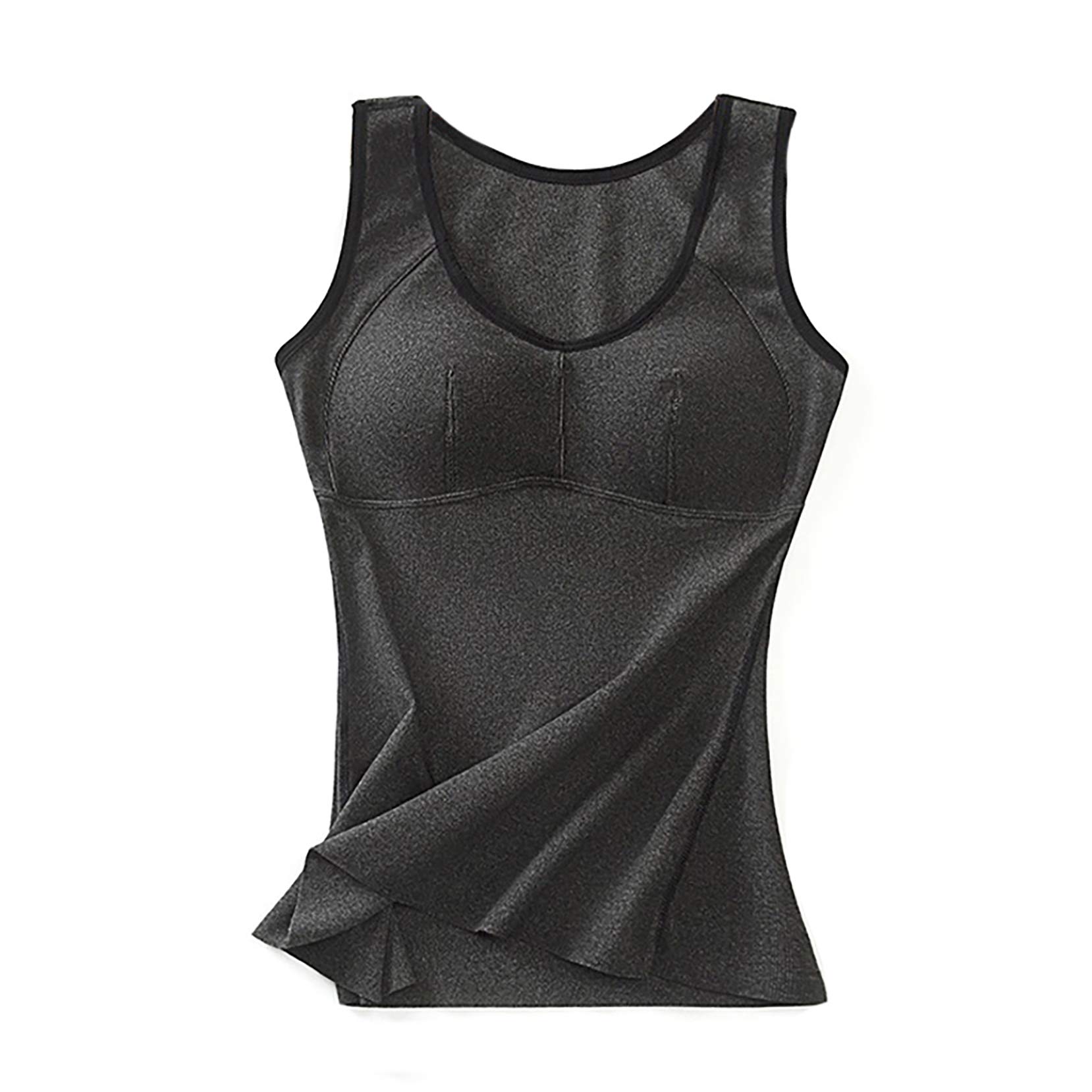 DIABO Women's Cotton Camisole with Built-in Bra - Padded Thermal Underwear Tops, Basic Cami Tank Top for Layering, Sleepwear & Everyday Comfort