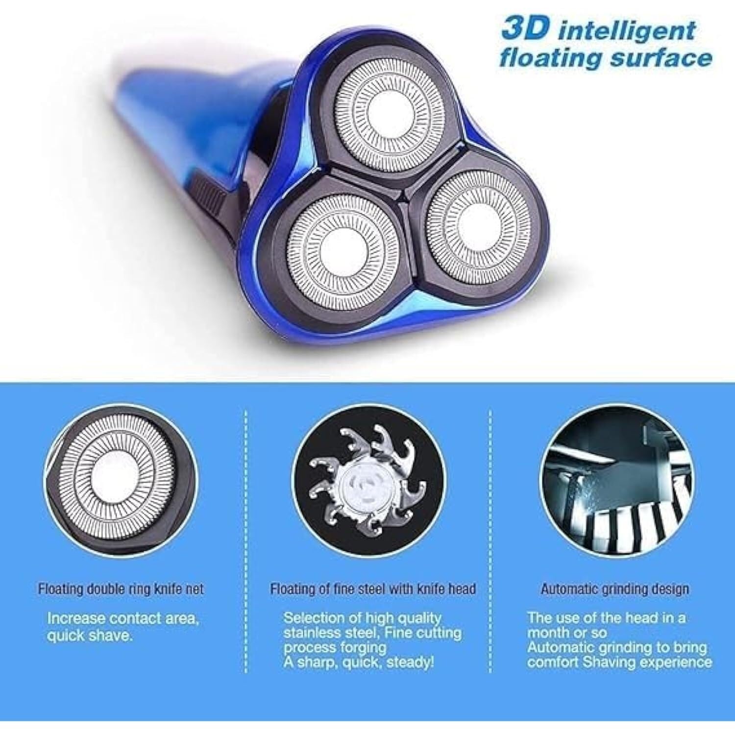 Electric Shaver for Men - Rechargeable 4-in-1 Rotary Beard Trimmer & Face Shaver with IPX6 Waterproof, Wet/Dry Use & USB Charging - Perfect for Travel, Gym & Daily Grooming