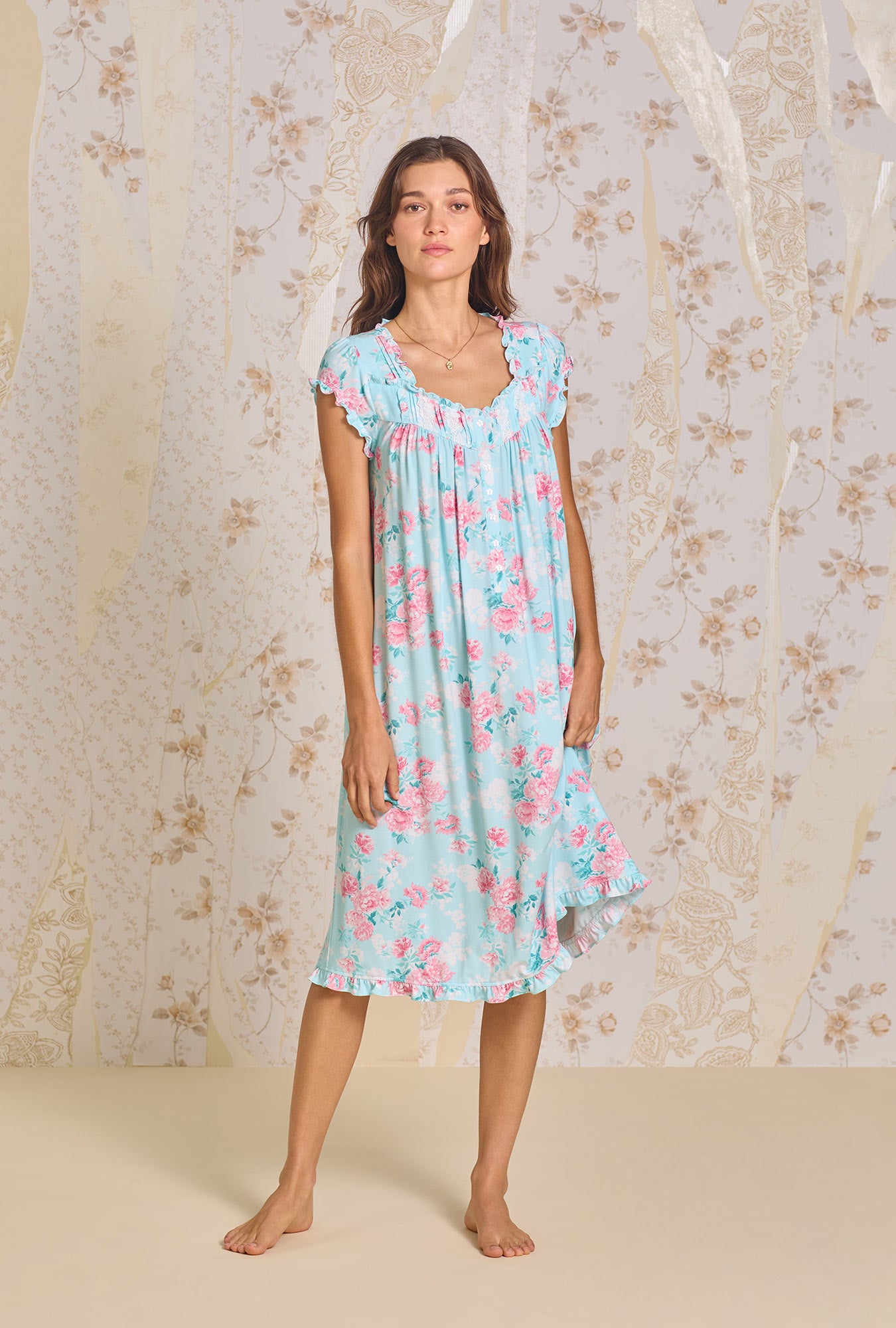 Floral Print Tencel™ Modal Maxi Dress for Women - Elegant Long Sleeve Evening Gown for Weddings, Parties & Special Occasions