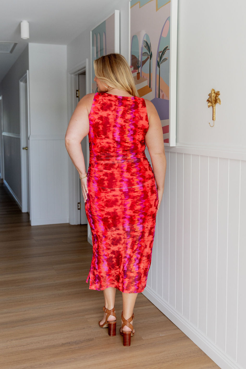 Teagan Mesh Midi Dress in Red | Flowy Summer Dress for Women | Perfect for Beach Vacations, Date Nights & Outdoor Parties