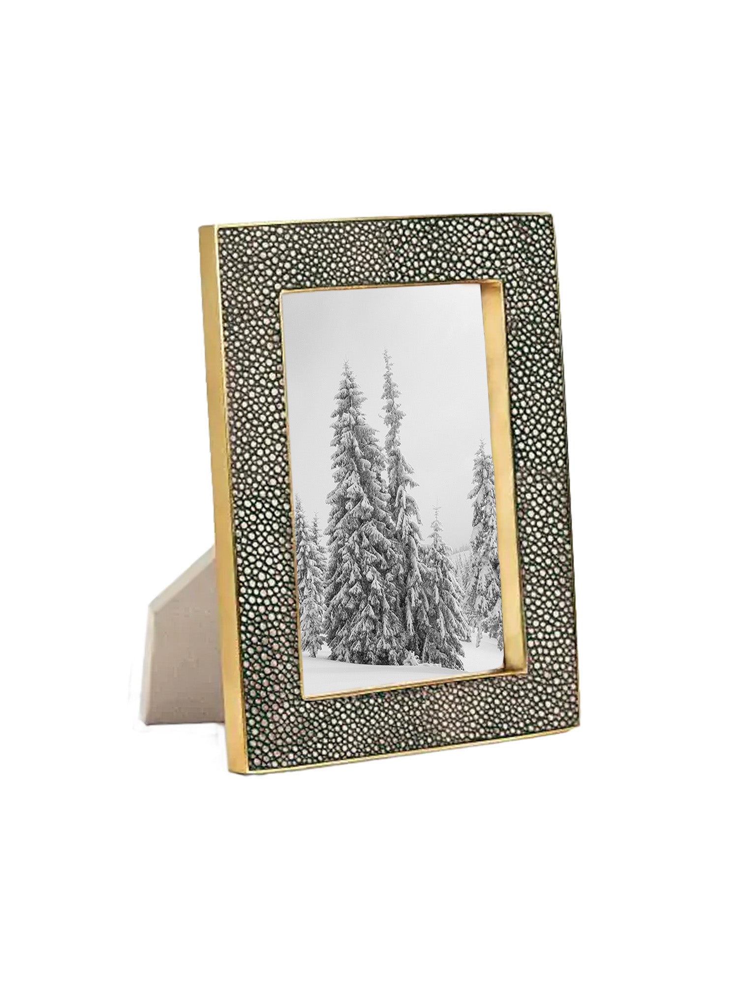 Luxury Chocolate Shagreen Picture Frame 4x6 Inches - Elegant Photo Display for Home, Office & Gift Giving