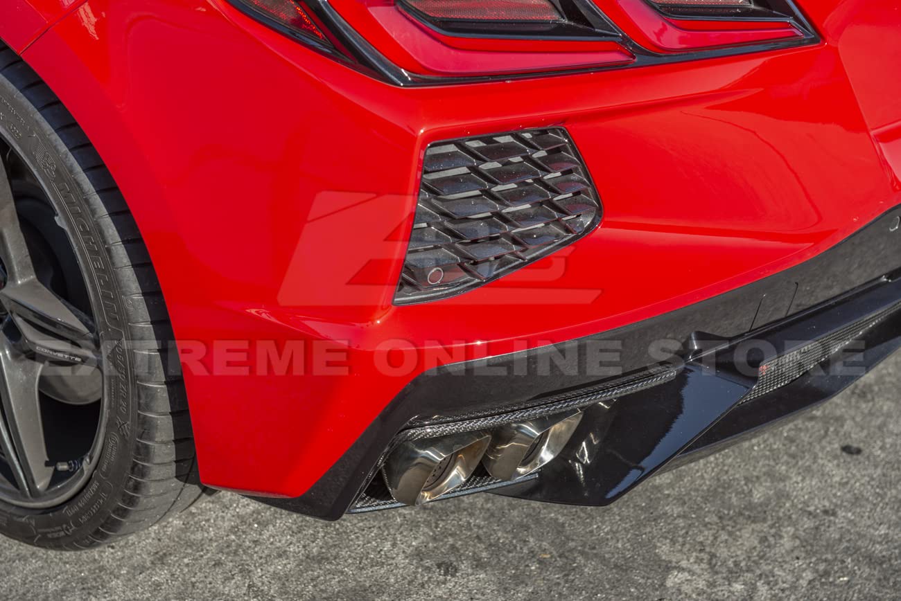 2020-2023 Chevrolet Corvette C8 Carbon Fiber Rear Diffuser Exhaust Bezel Pair - GM OEM Style Replacement - Perfect for Performance Upgrades & Car Shows