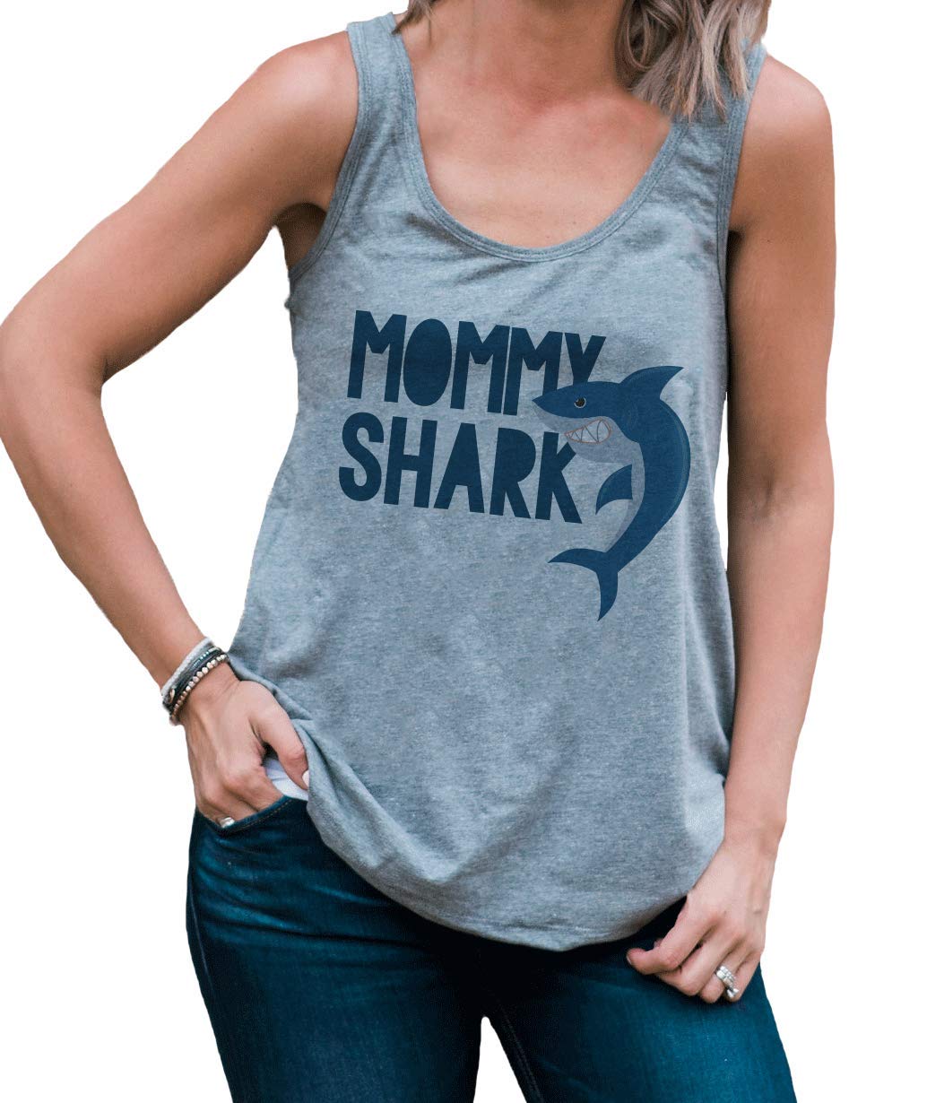 Mommy Shark Graphic Tank Top for Women - 7 ate 9 Apparel - Comfortable & Stylish Summer Casual Wear for Moms, Beach Outings & Family Fun