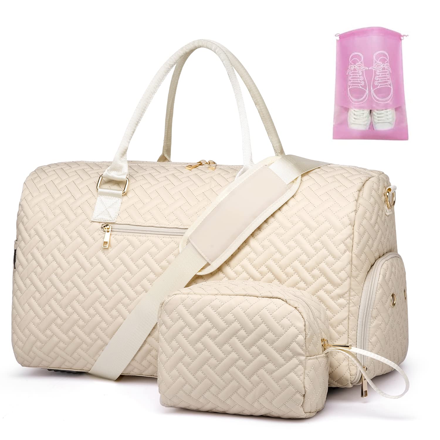 50L Duffle Bag for Women - Waterproof Weekender Travel Bag with Shoe Compartment & Wet Pocket | Carry On Overnight Bag, Gym Bag & Hospital Bag for Labor | Perfect for Travel, Workout, Maternity & Weekend Getaways