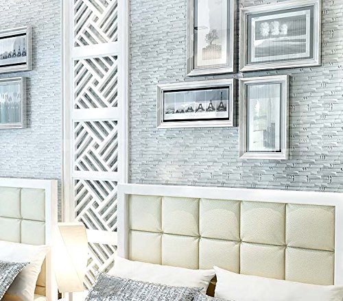 Sparkling Silver Crystal Glass Metal Mosaic Tiles - Stain Resistant Linear Design for Kitchen Backsplash, Bathroom & Shower Walls (6 Sq Ft) - Perfect for Modern Home Decor and Commercial Spaces