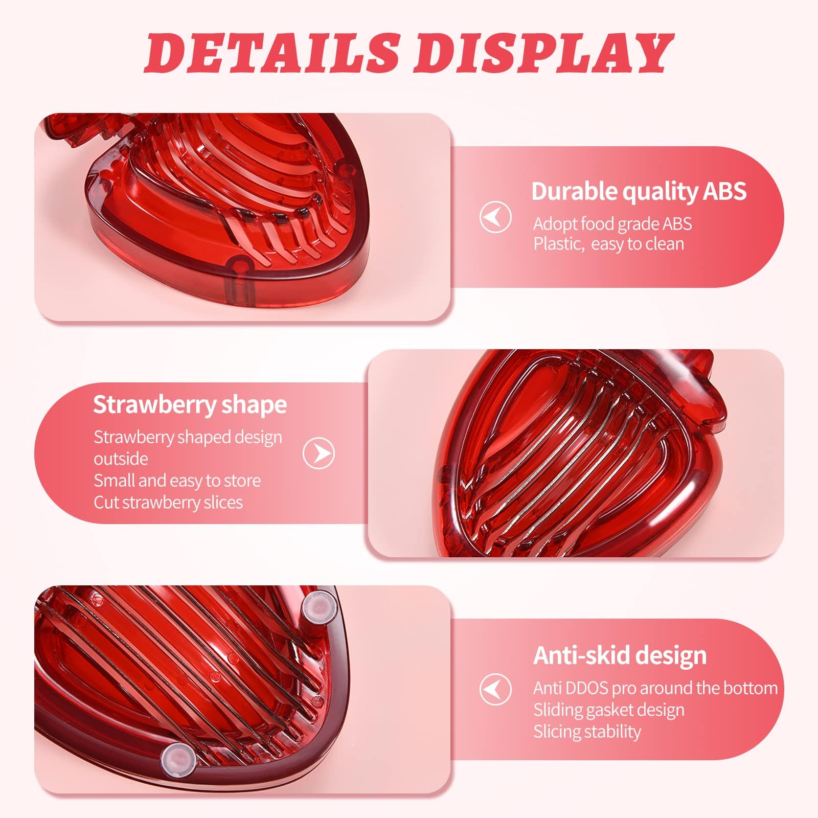2 Pack Stainless Steel Strawberry Slicer - Fruit Cutter for Berries, Eggs & More | Kitchen Gadget Set for Kids & Adults | Perfect for Salads, Baking & Meal Prep