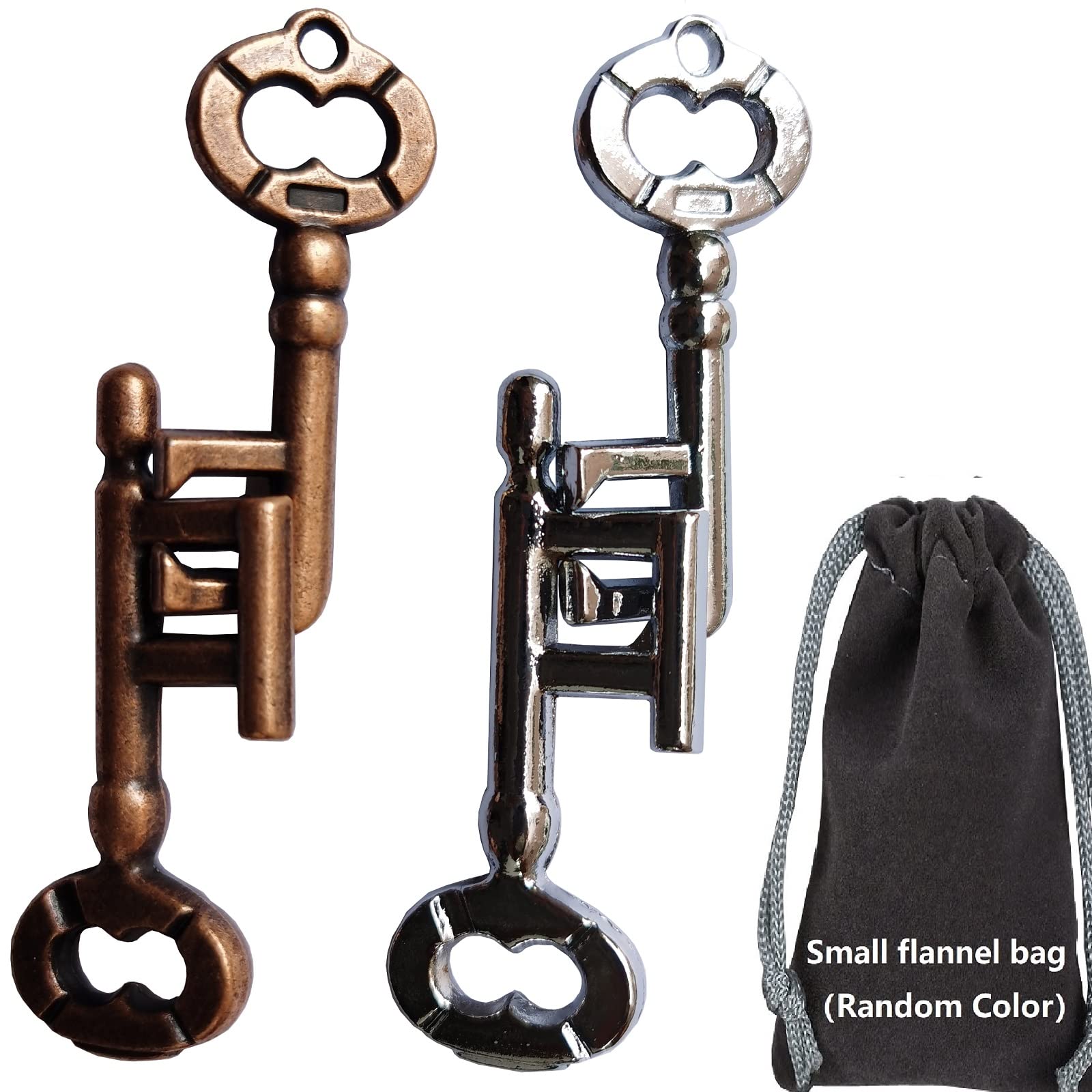 3D Metal Brain Teaser Puzzle - Interlocking IQ Lock Challenge for Adults (Gold/Silver Key) | Educational Toy for Stress Relief & Cognitive Training | Perfect for Office, Home & Party Games
