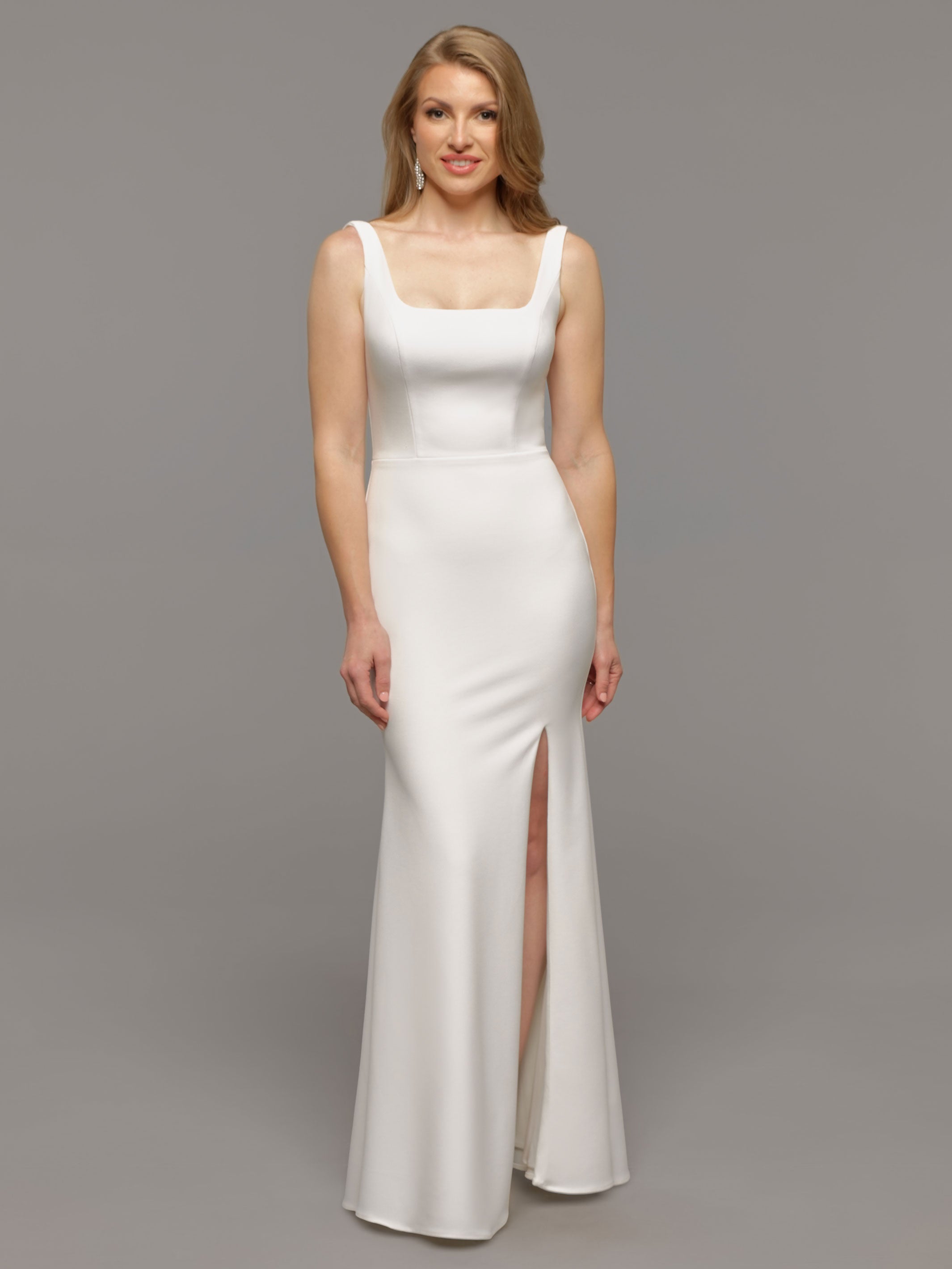 Haven Simple Fit and Flare Wedding Dress with Slit - Elegant A-Line Bridal Gown for Beach, Garden & Outdoor Ceremonies