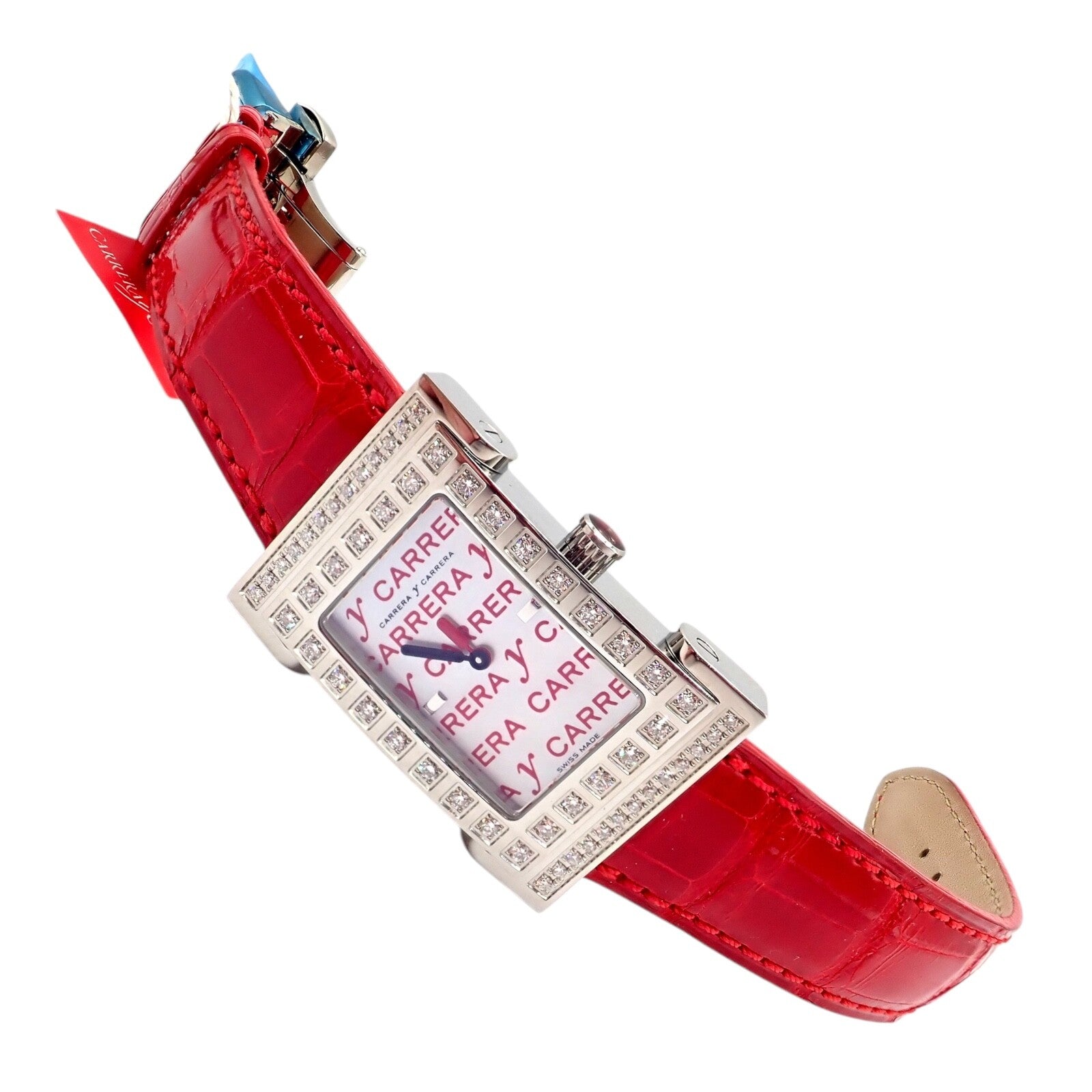 Carrera Y Carrera CyC Tempus Fugit Diamond Red Alligator Leather Ladies Watch with Gift Box - Luxury Women's Timepiece for Special Occasions & Gifts