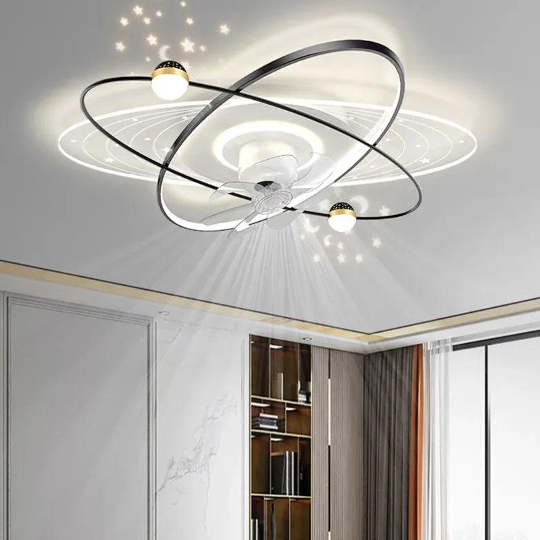 Star Ring LED Ceiling Fan with Light - Modern Smart Remote Control, 52 Inch Energy Efficient, Quiet Reversible Motor - Perfect for Bedroom, Living Room, and Outdoor Patio