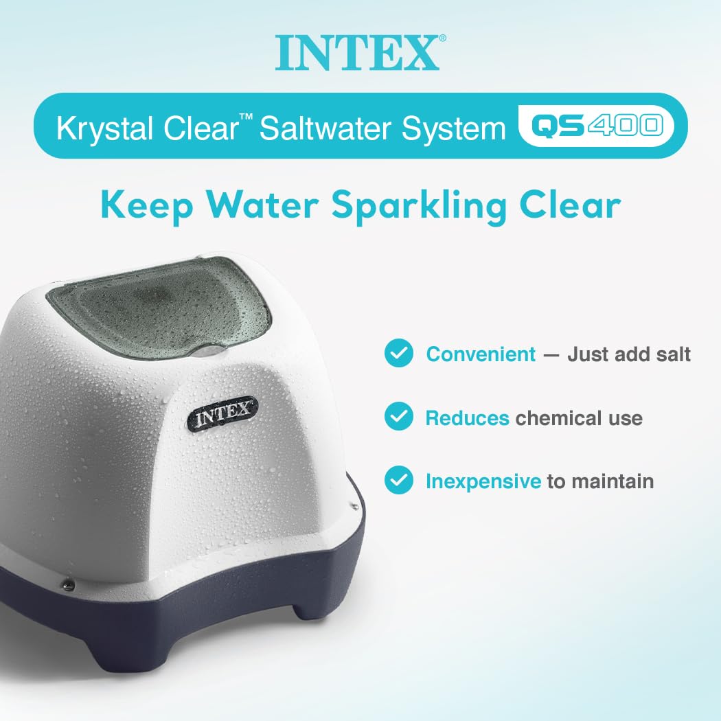 Intex Krystal Clear Saltwater Pool Chlorine System - 4500 Gallon Above Ground Swimming Pool Salt Chlorinator with Timer & GFCI - Perfect for Backyard Pool Maintenance & Water Sanitation