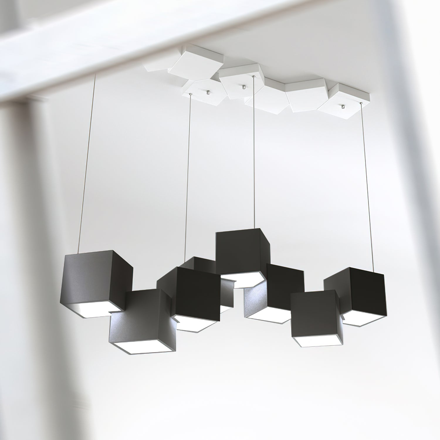 Stylish Mobile Rubik's Cube Chandelier - Modern LED Pendant Light for Bedroom, Living Room & Game Room Decor - Unique 3D Puzzle Lighting Fixture