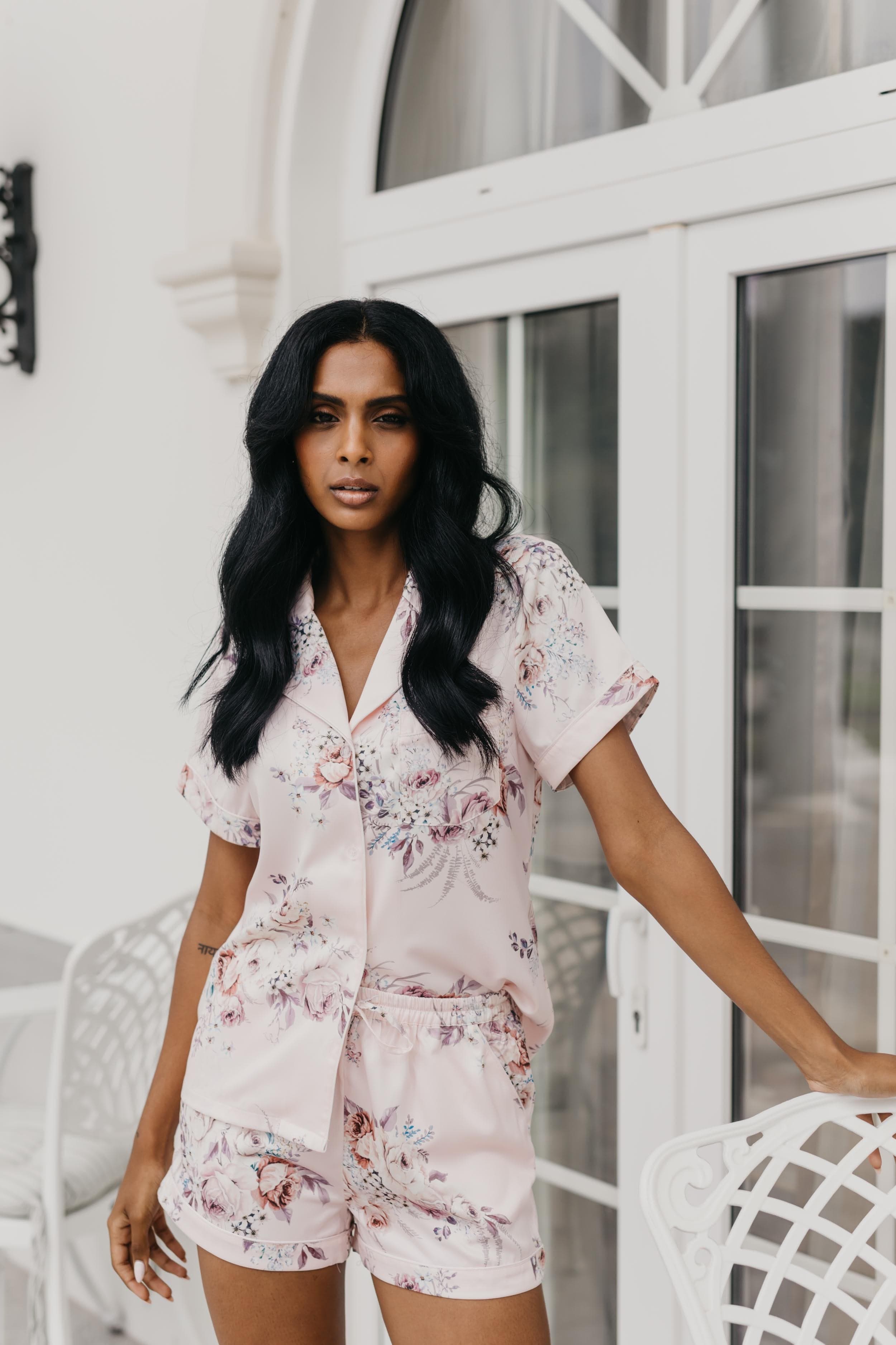Andrea Rose Mist Pajama Set for Women - Soft & Comfortable Sleepwear, Loungewear for Relaxing at Home or Traveling