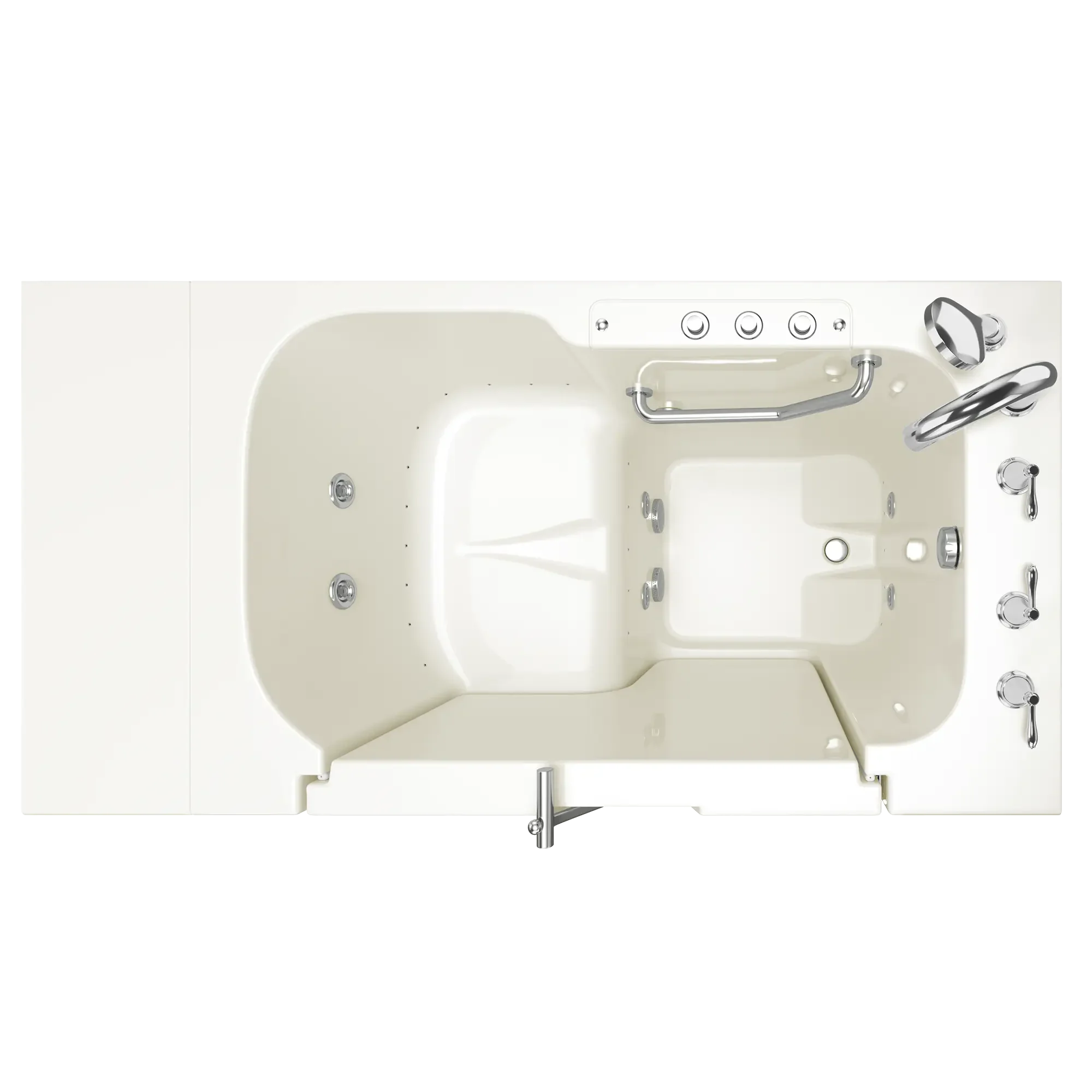 32 x 52 Inch Gelcoat Walk-In Bathtub with Air Spa & Whirlpool System - Right Hand Drain & Faucet - Ideal for Elderly & Mobility Support