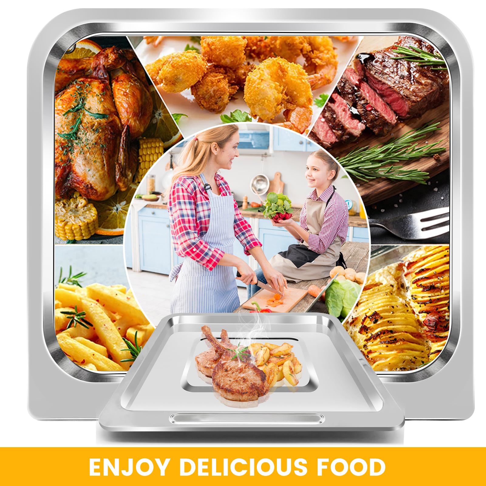 CHEFMAN 10 Quart Digital Air Fryer Replacement Grill Pan - 9.4 x 8.8 Inch Nonstick Crisper Plate & Rack Tray - Dishwasher Safe Food Grade Accessory for Air Frying, Grilling & Roasting - Perfect for Chicken Wings, Vegetables & Family Meals