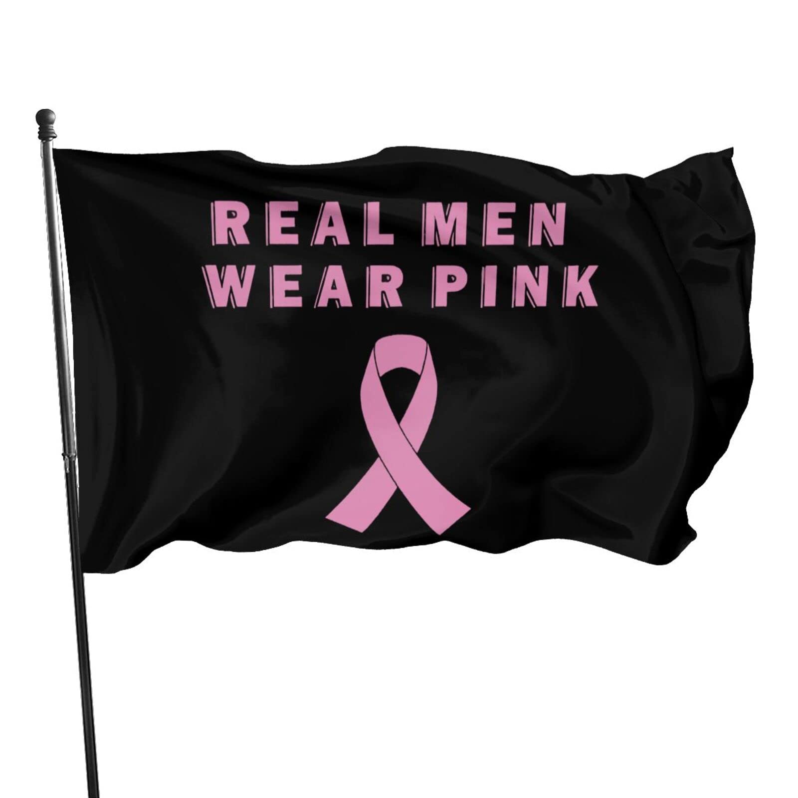 Real Men Wear Pink Ribbon Garden Flag - Custom Polyester Outdoor & Indoor Decor for Home, Yard, and Garden - Perfect for Breast Cancer Awareness, Front Porch Display, and Seasonal Decoration