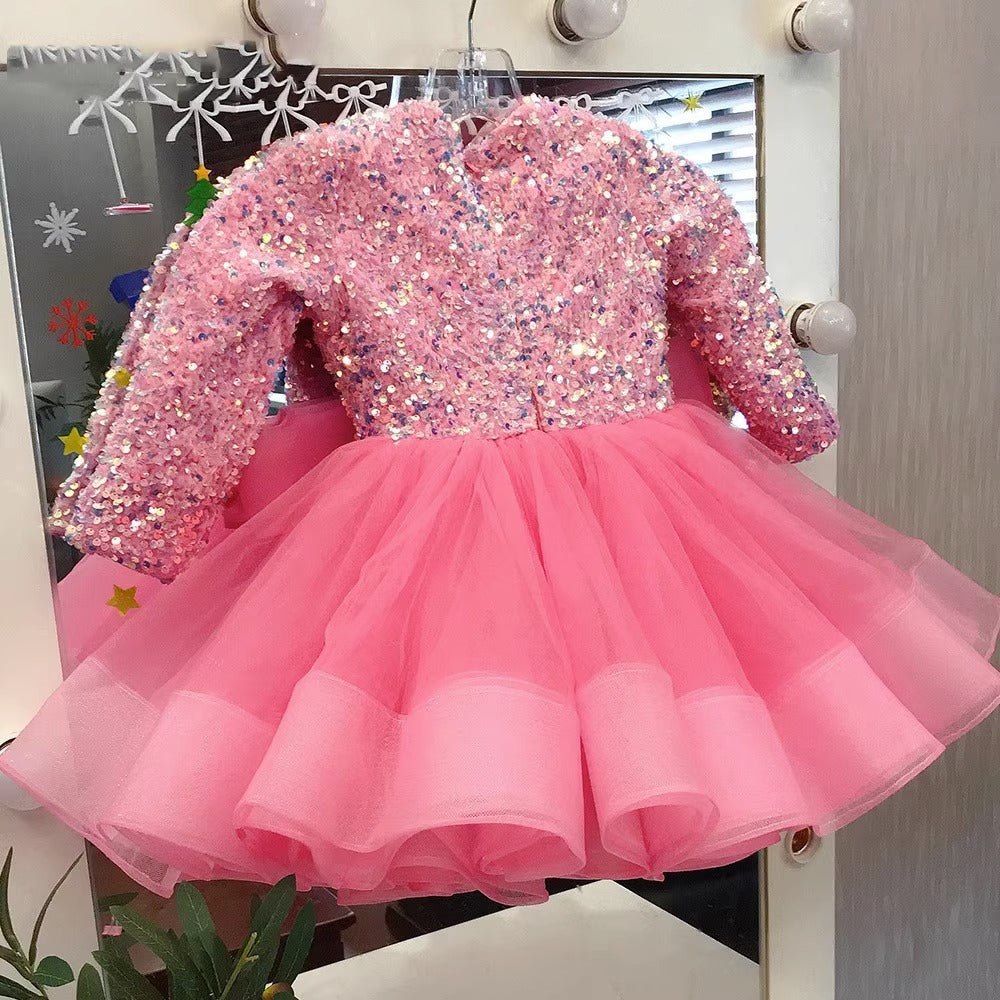 Elegant Baby Girl Sequins Christmas Dress - Toddler Birthday Party Ball Gown for Holiday Photos & Special Occasions