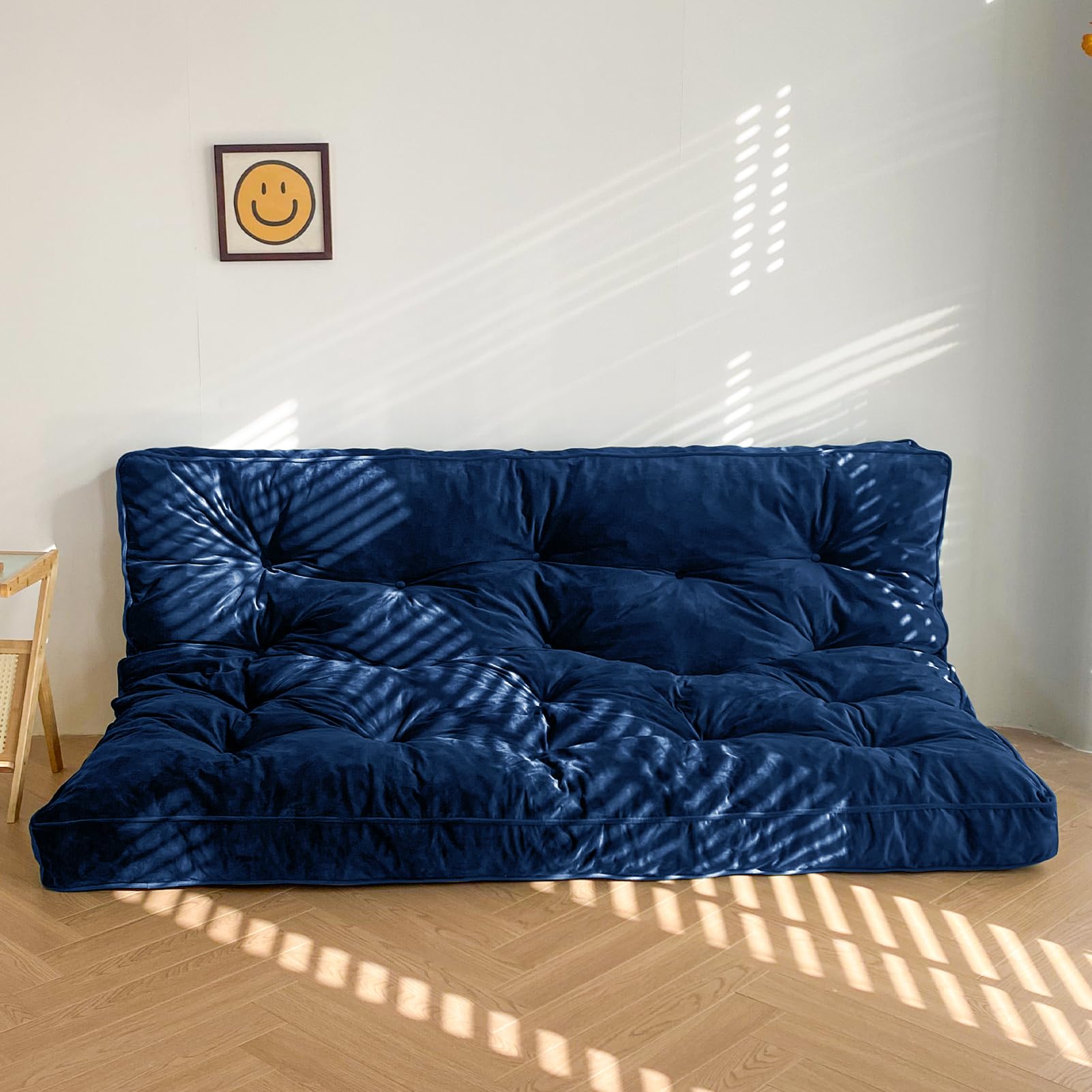MAXYOYO 6-Inch Thick Velvet Futon Mattress for Adults - Navy Blue Sofa Bed Couch Mattress (Mattress Only) | Perfect for Small Spaces, Guest Rooms & Studio Apartments