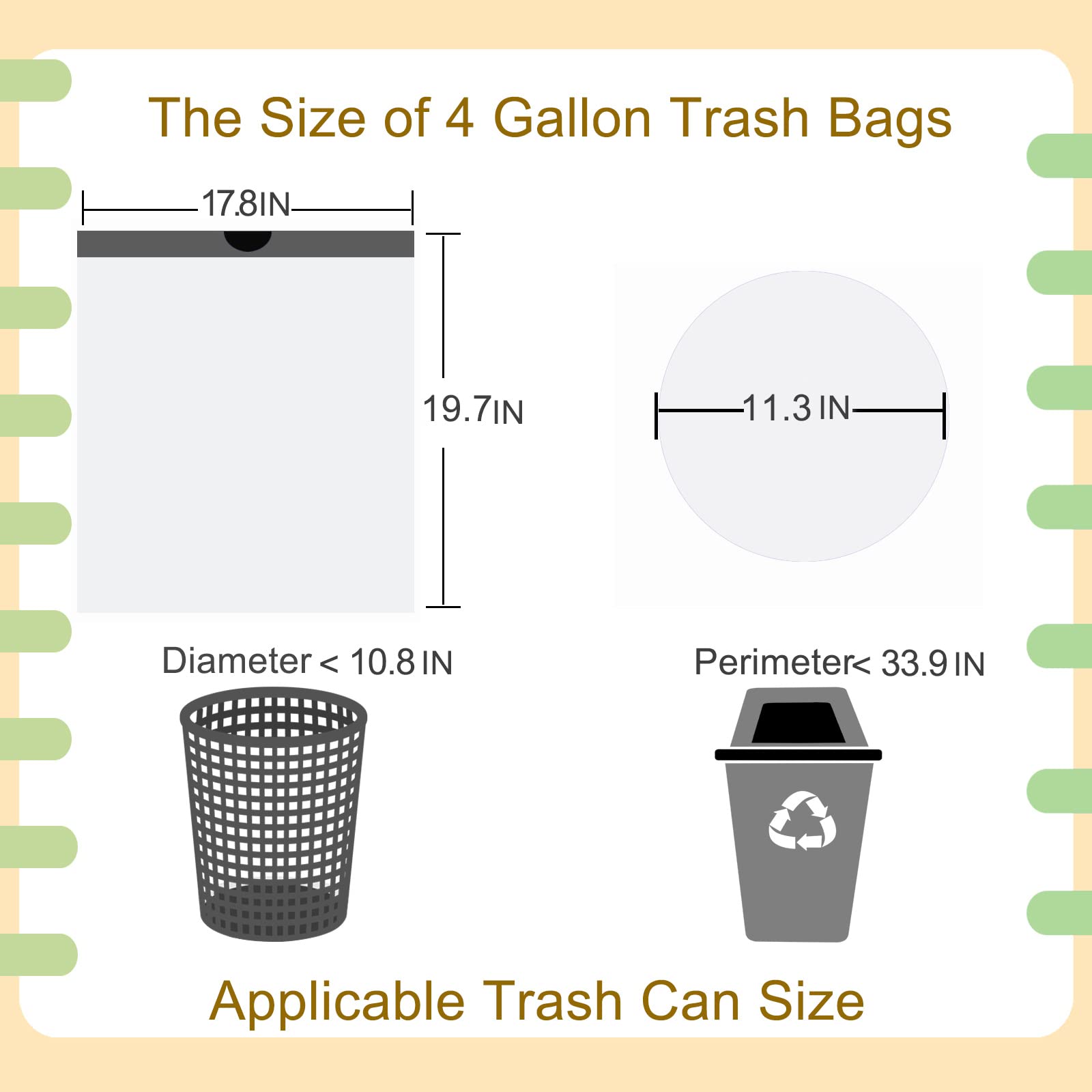 4 Gallon Drawstring Trash Bags (90 Count) - Small 15 Liter Kitchen Garbage Bags for Waste Bins, Bathroom, Office & Outdoor Use