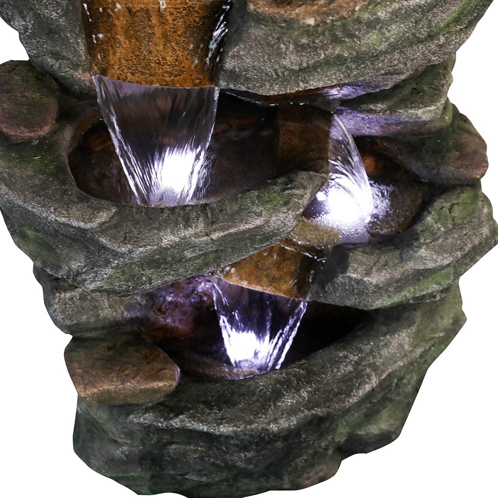 6-Tier Outdoor Water Fountain with LED Lights - 40.6