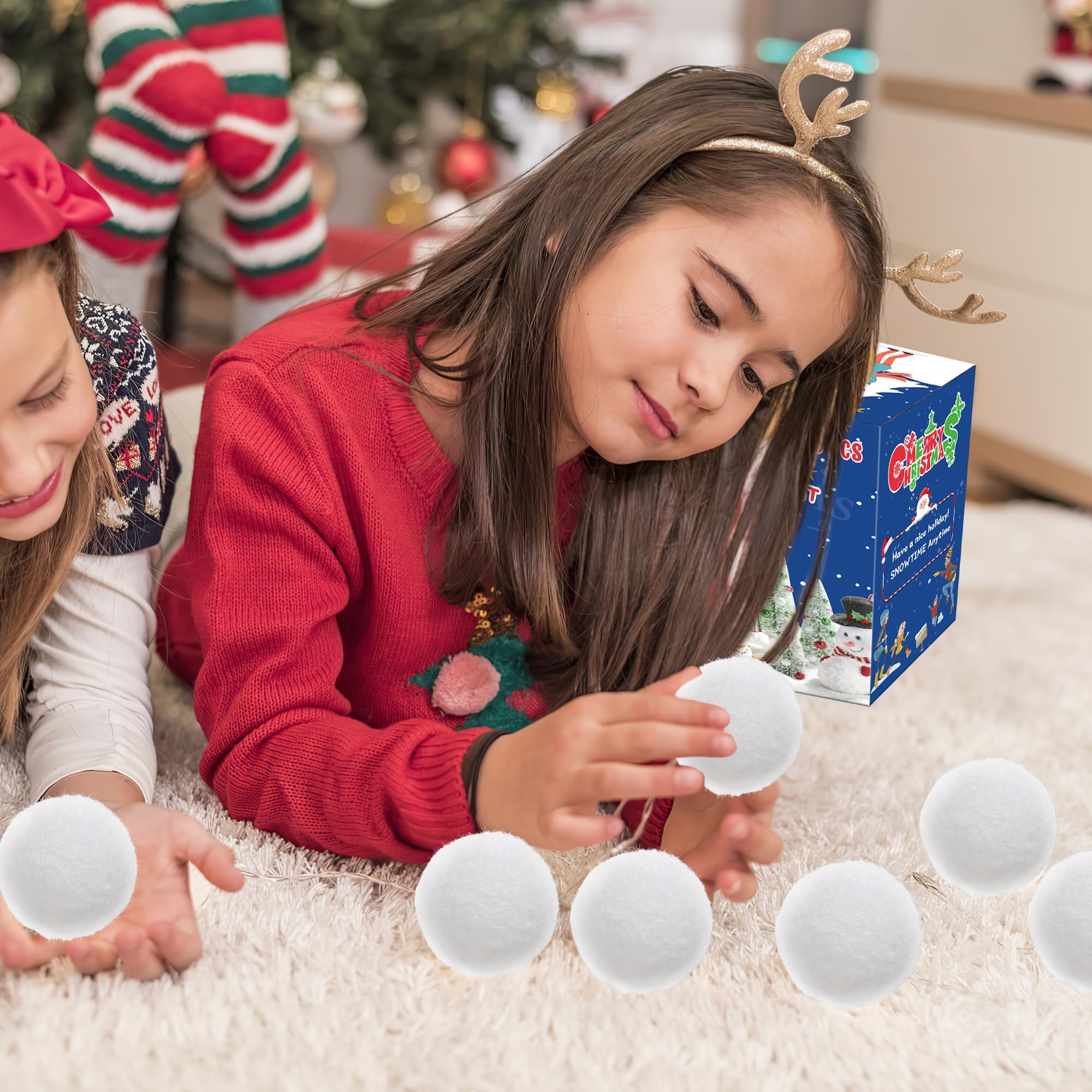 300 Pack Soft Artificial Fake Snow Balls for Kids - Indoor/Outdoor Winter Snowball Fight Game Set - Safe Plush Snowballs for Family Fun, Christmas Party Decor & Parent-Child Activities (Great for Holiday Gatherings & Winter Playtime)