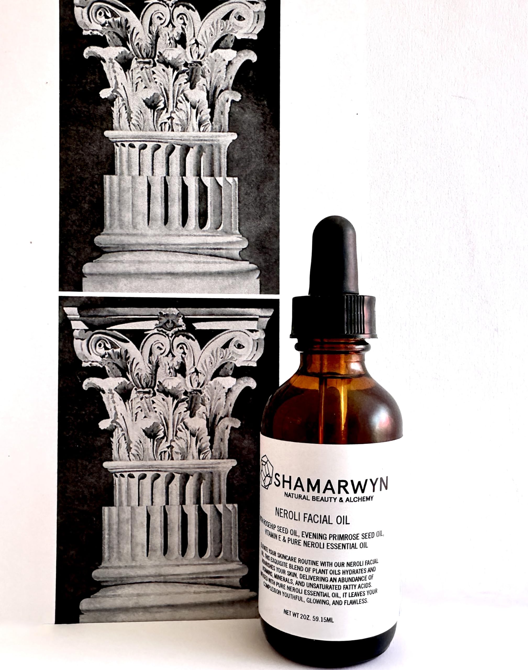 Shamarwyn Neroli Oil with Rosehip & Primrose - 2oz Natural Skincare Blend for Face, Body & Hair Care - Organic Aromatherapy Essential Oil for Relaxation & Glowing Skin