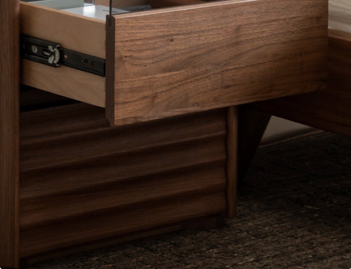 Black Walnut Solid Wood Nightstand - Minimalist Bedside Table for Bedroom, Living Room & Office | Durable & Stylish Storage Solution