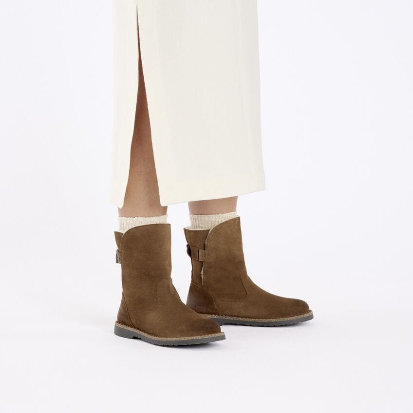 Birkenstock Uppsala Shearling Suede Leather Sandals in Dark Tea - Cozy Winter Slippers for Indoor & Outdoor Comfort