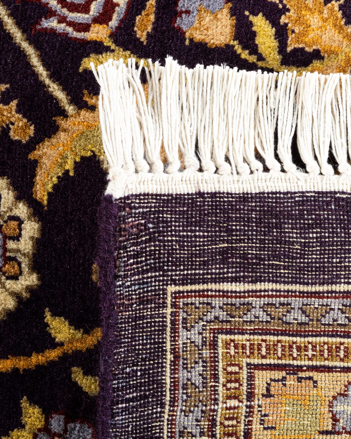 Handmade Traditional Oriental Mogul Purple Wool Rug 9x12 - One of a Kind Hand Knotted Solo Rugs for Living Room, Bedroom & Home Decor