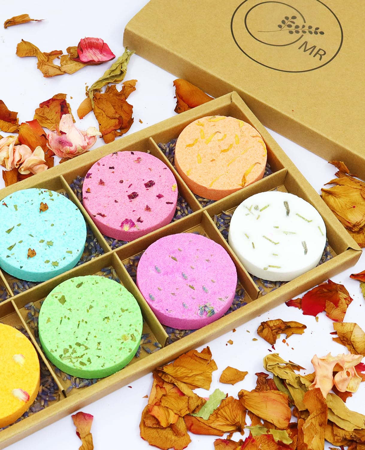 8 Pack Aromatherapy Shower Steamers with Natural Essential Oils - Relaxing Shower Bombs for Home Spa, Stress Relief & Self Care - Perfect Birthday Gifts for Women, Men & Mom - Includes Tray - Ideal for Bathroom Relaxation, Mother's Day Presents & Home Wellness