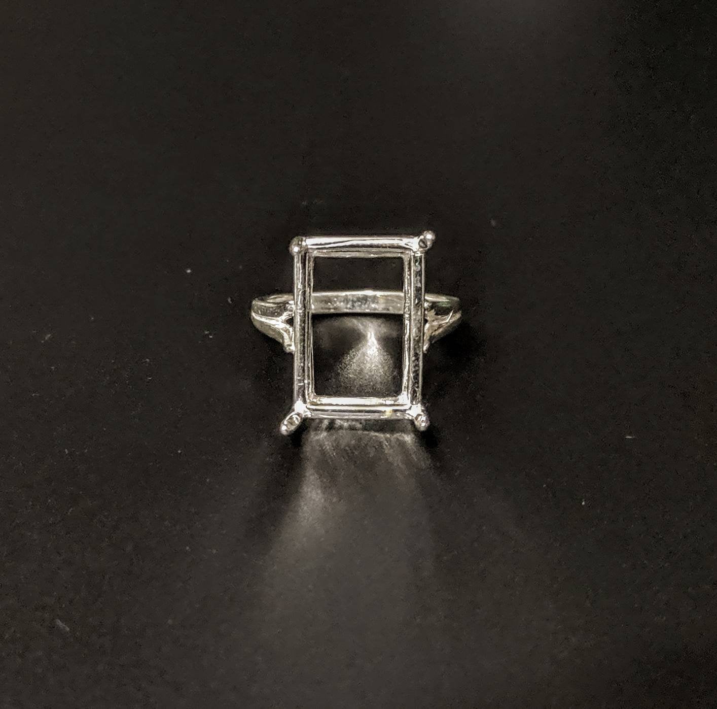 10x8mm & 20x15mm Emerald Cut Pre-Notched Cathedral Ring Setting - Solid Sterling Silver or 14K Gold - Size 7 (163479/143479) - Perfect for Engagement Rings, Wedding Bands & Jewelry Making
