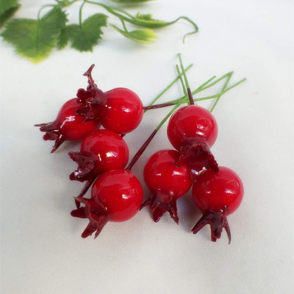 150 Pcs Red Artificial Holly Berry Stems - Christmas Tree Fillers, Wired Xmas Decorations for Holiday Centerpieces, Wreaths, and Festive Fruit Trays