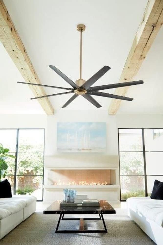 72 Inch Ceiling Fan with Aged Brass Finish - Modern Large Room Cooling Fan for Living Room, Bedroom, and Outdoor Patio