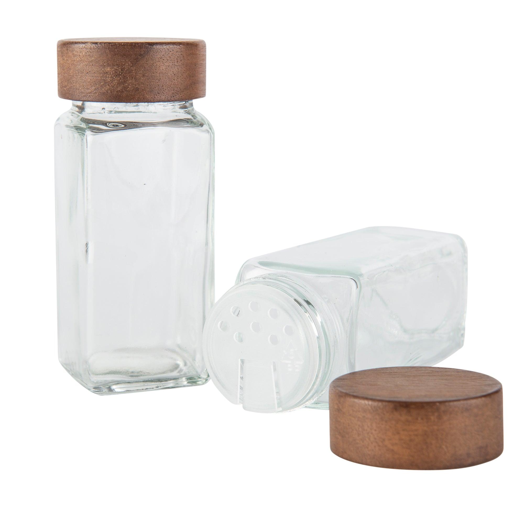 Premium Acacia Wood Spice Jars with Shaker Lids - 125ml (4.2oz) Glass Bottles for Kitchen, Pantry & Spice Organization - Perfect for Herbs, Seasonings & Cooking Essentials