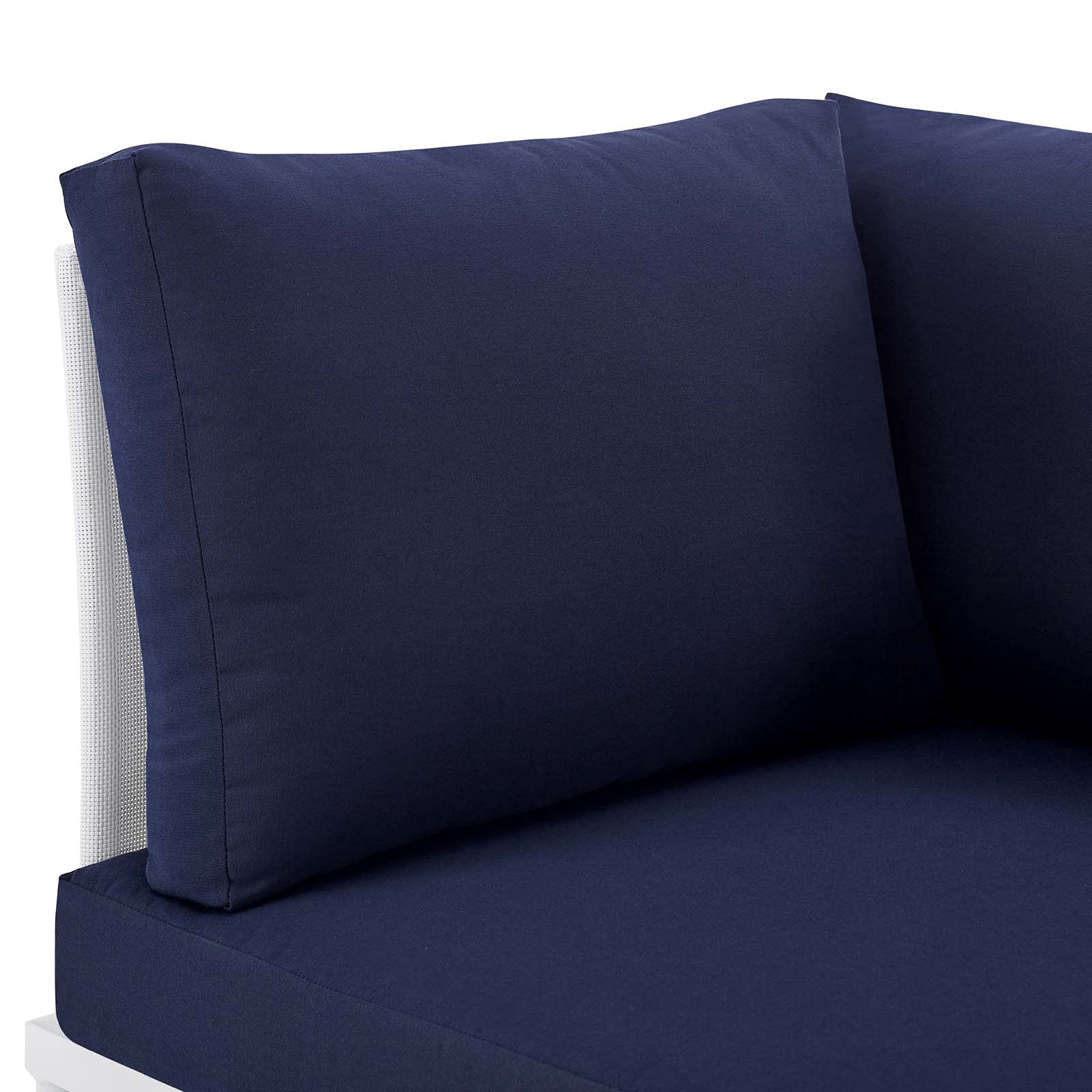 Modern Outdoor Loveseat Sofa - Aluminum Metal Frame in White, Blue & Navy - Perfect for Patio, Cafe & Bistro Relaxation