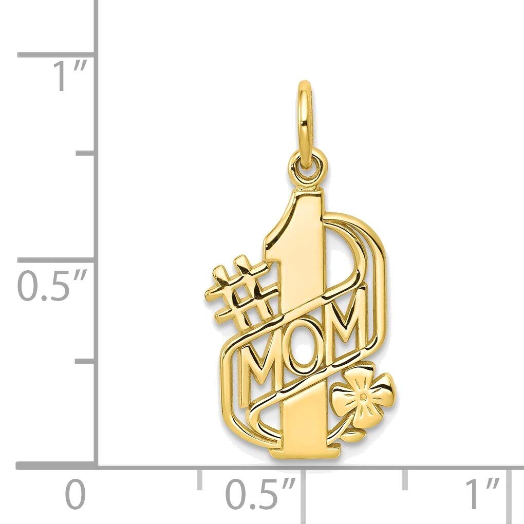 Bonyak Jewelry 10K Yellow Gold #1 Mom Charm Pendant - Perfect Gift for Mother's Day, Birthday & Special Occasions
