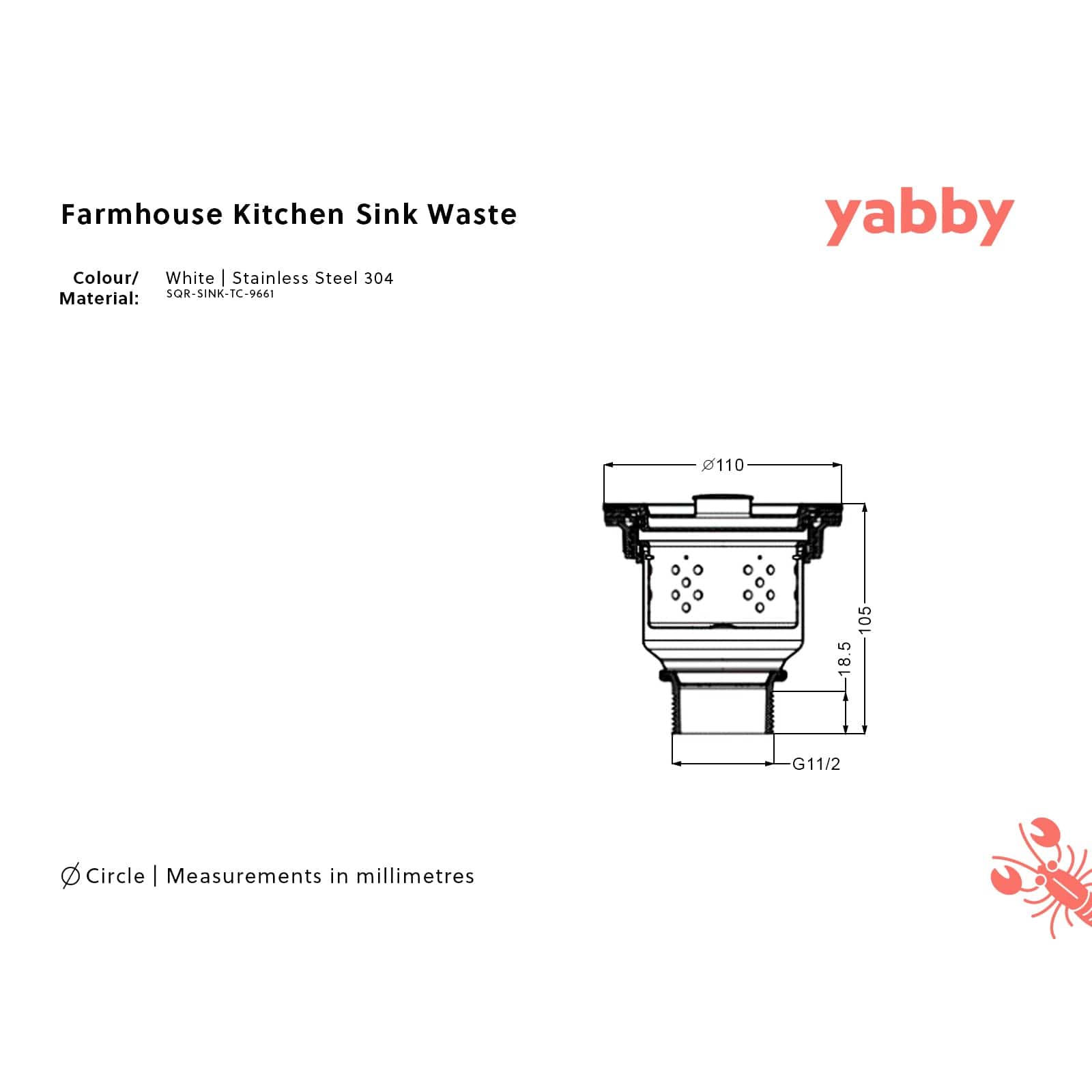 Farmhouse Kitchen Sink Waste Basket - Stainless Steel Sink Strainer with Fine Mesh - Perfect for Farmhouse, Rustic & Modern Kitchen Sinks - Prevents Clogs & Keeps Drains Clean