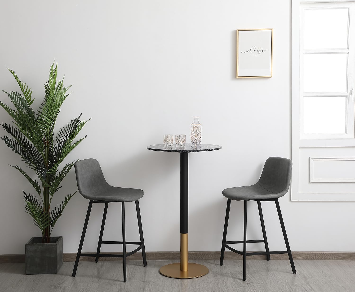 23 Inch Black Modern Pub Table - Elegant Home Decor for Kitchen, Bar & Dining Room - Perfect for Small Spaces & Entertaining Guests