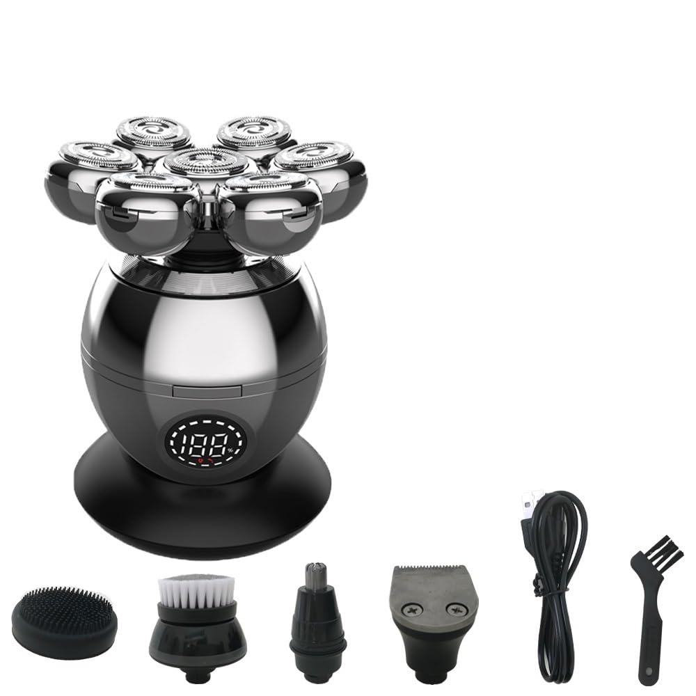 5-in-1 Electric Head Shaver for Bald Men - 7D Floating Cutter, IP68 Waterproof, USB Charging - Perfect for Travel, Gym & Daily Smooth Shaving