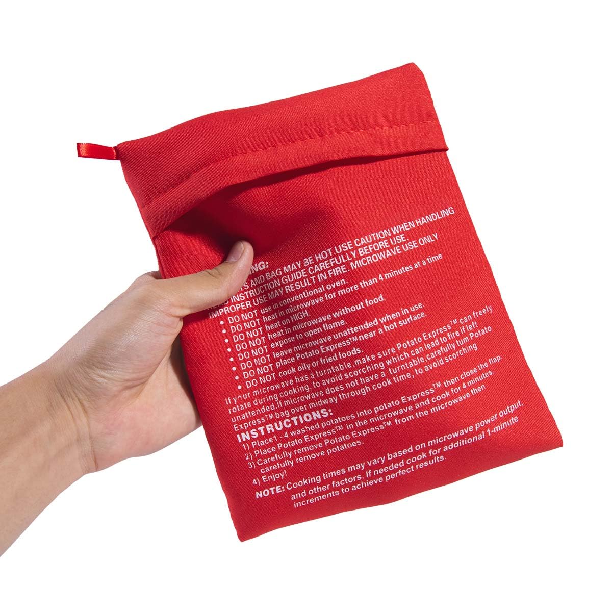 OBTANIM Microwave Potato Bag - 2 Pack Reusable Potato Cooker Pouch for Baking, Steaming & Cooking | Perfect for Quick Meals, Snacks & Healthy Eating (Red)