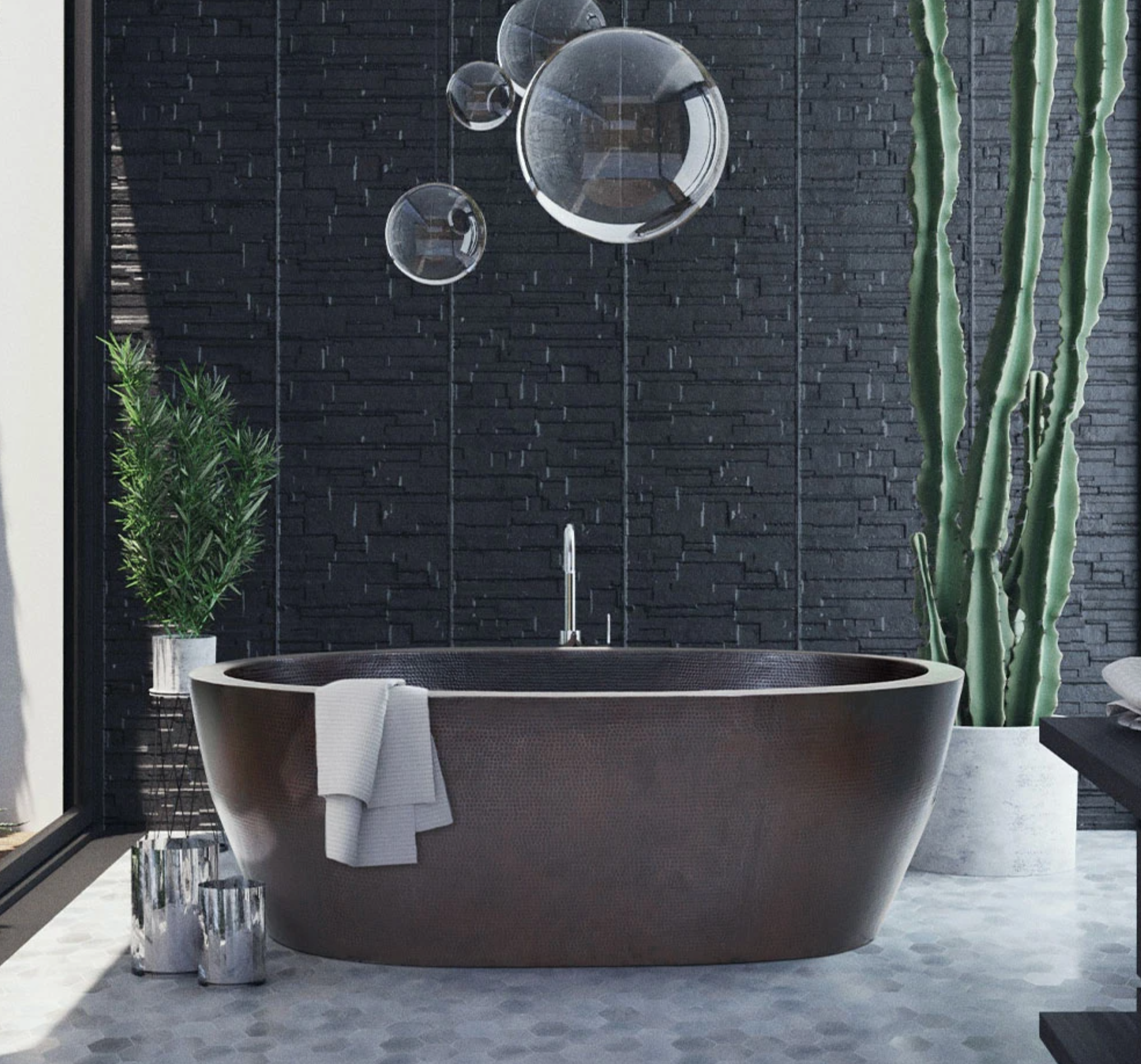 Luxury Modern Double Wall Copper Bathtub - Freestanding Soaking Tub for Spa, Bathroom, and Relaxation at Home