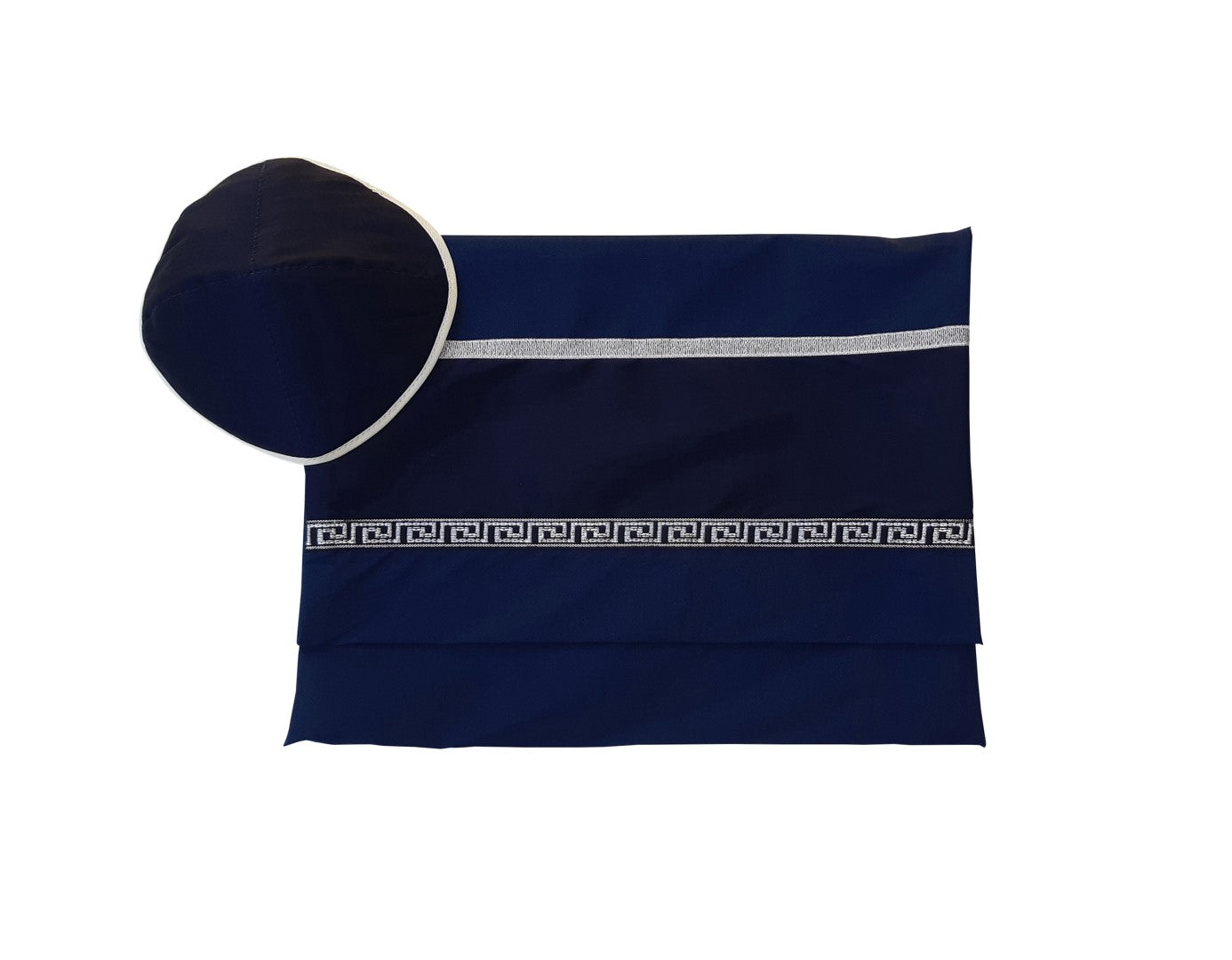 Premium Silver & Dark Blue Wool Bar Mitzvah Tallit Prayer Shawl with Tzitzit - Elegant Jewish Ceremonial Tallis for Synagogue, Wedding & Religious Events