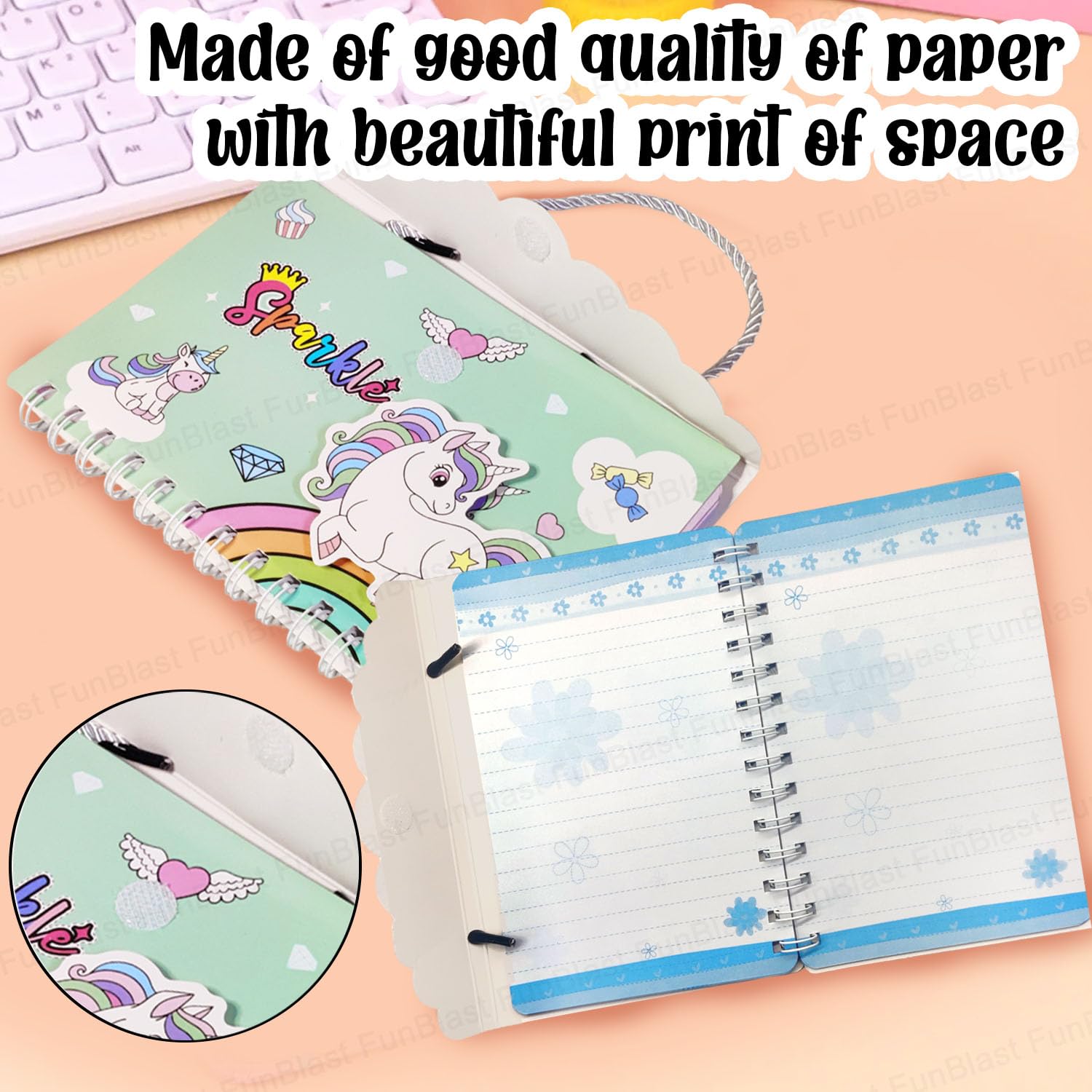 FunBlast Unicorn Spiral Notebook for Girls - A5 Ruled Journal with 120 Pages, Cute Spiral Bound Diary for Kids, Perfect School Supplies & Birthday Gift for Girls - Great for Note Taking, Journaling & Creative Writing in Classroom or Home