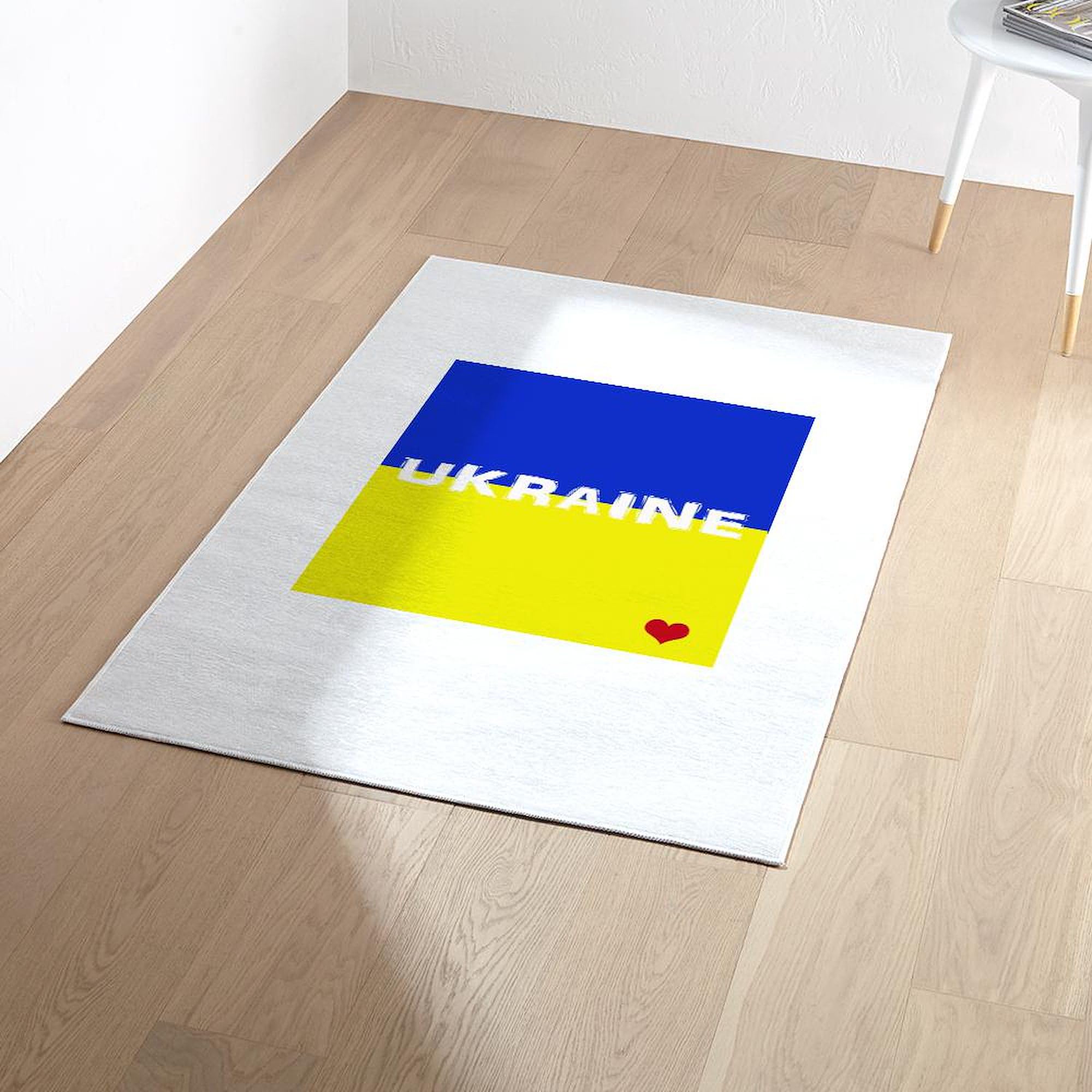 Ukraine Heart Decorative Area Rug - Soft Fabric Throw Rug for Living Room, Bedroom & Home Decor | Ukrainian Flag Inspired Design