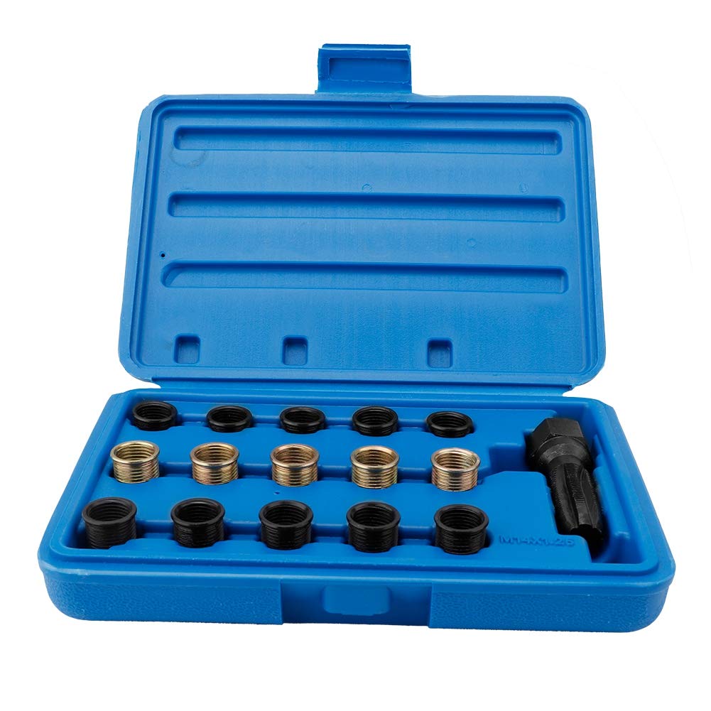16Pcs Spark Plug Tap Thread Repair Kit - Suuonee Spark Plug Rethreading Tools for Car & Motorcycle Engine Maintenance | Fix Stripped Threads Easily at Home or Garage
