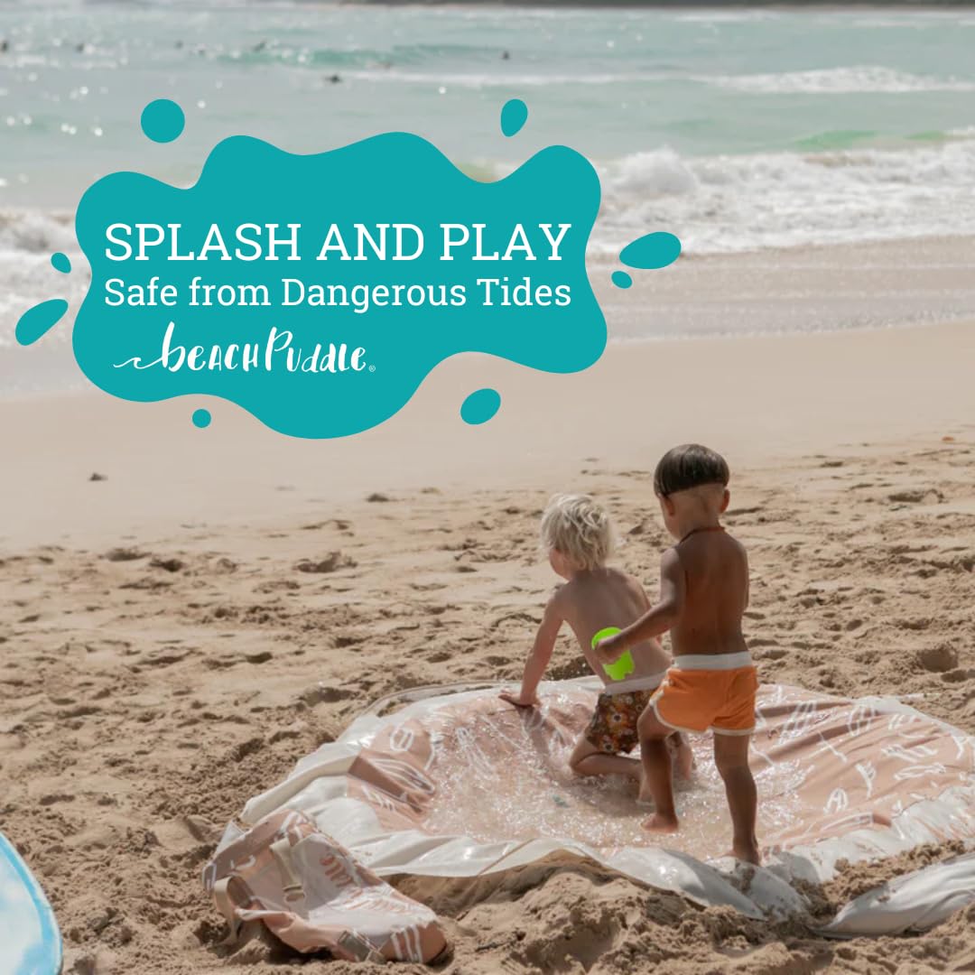 2-in-1 Baby Beach Pool & Play Mat - 6x6ft Flexible Toddler Kiddie Pool with Waterproof Carry Bag - Portable Outdoor Water Play for Infants & Kids - Perfect for Backyard, Beach, Park and Summer Fun (Terracotta Surfboards)